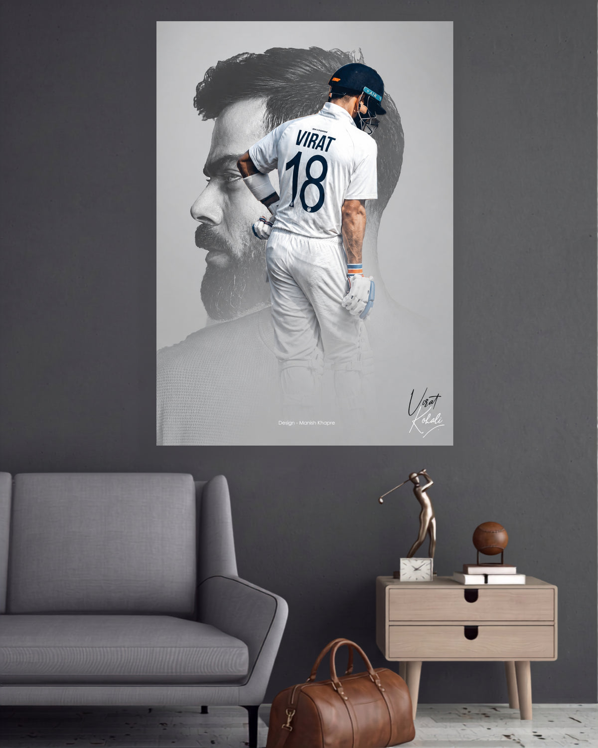 Virat Kohli 18 | Test Cricket Wall Poster | 1 Poster
