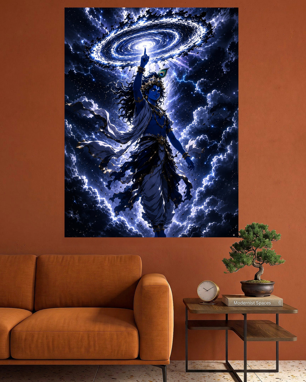 Lord Krishna | Divine Cosmic Spiritual Wall Poster | 1 Poster