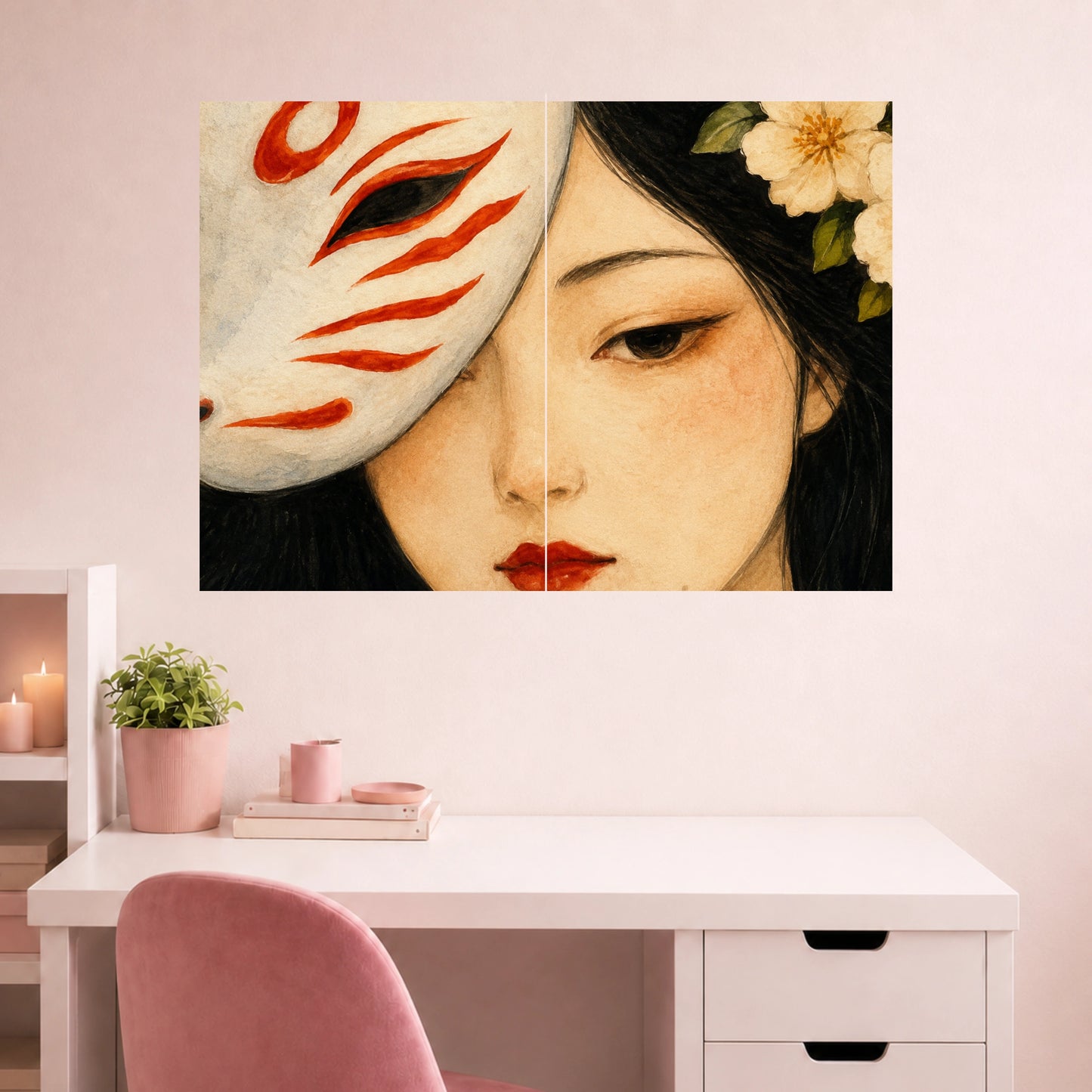 Kitsune Mask Girl | Aesthetic Wall Poster | 2 Poster