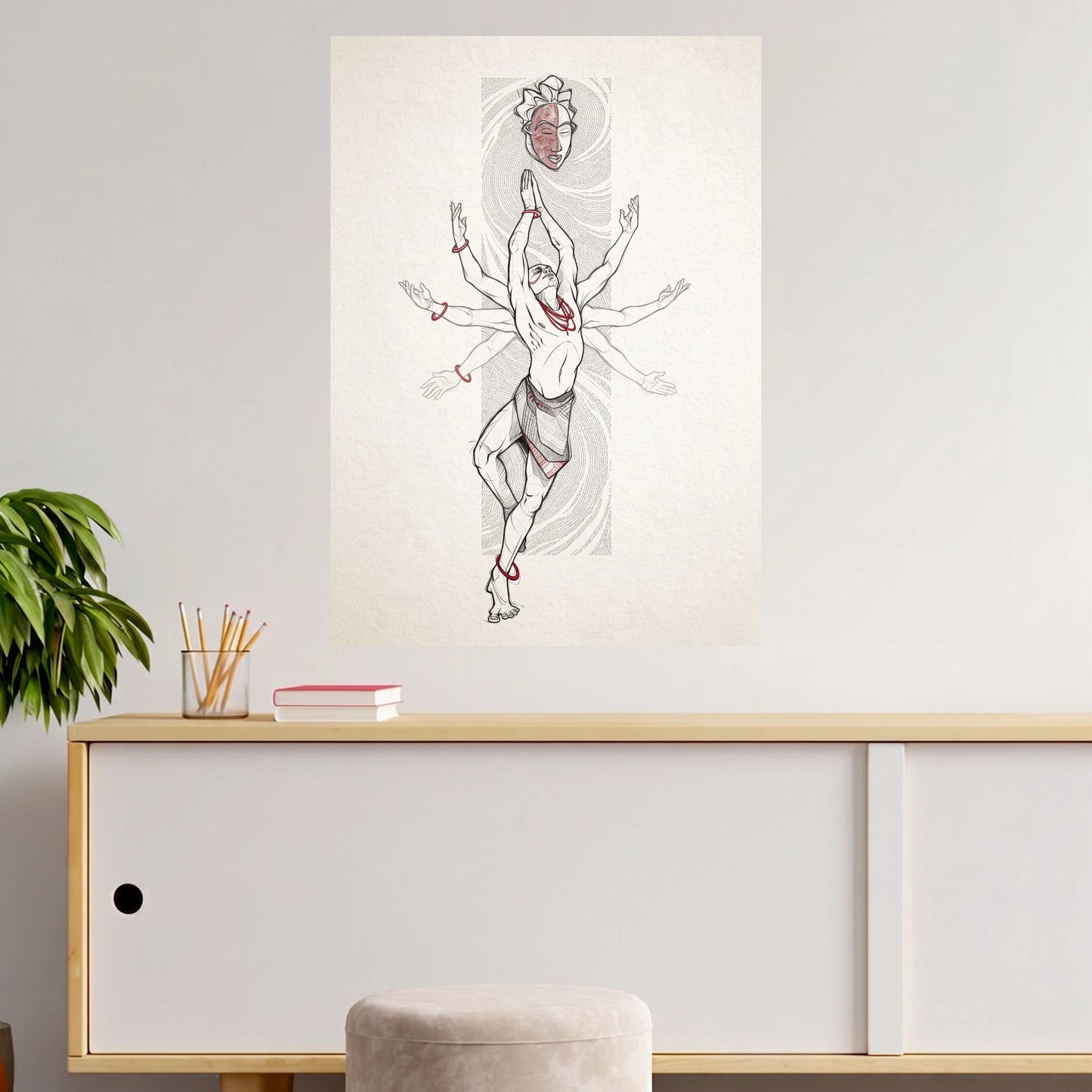 Divine Dance & Sacred Heart | Spiritual Line Art | 1 Poster