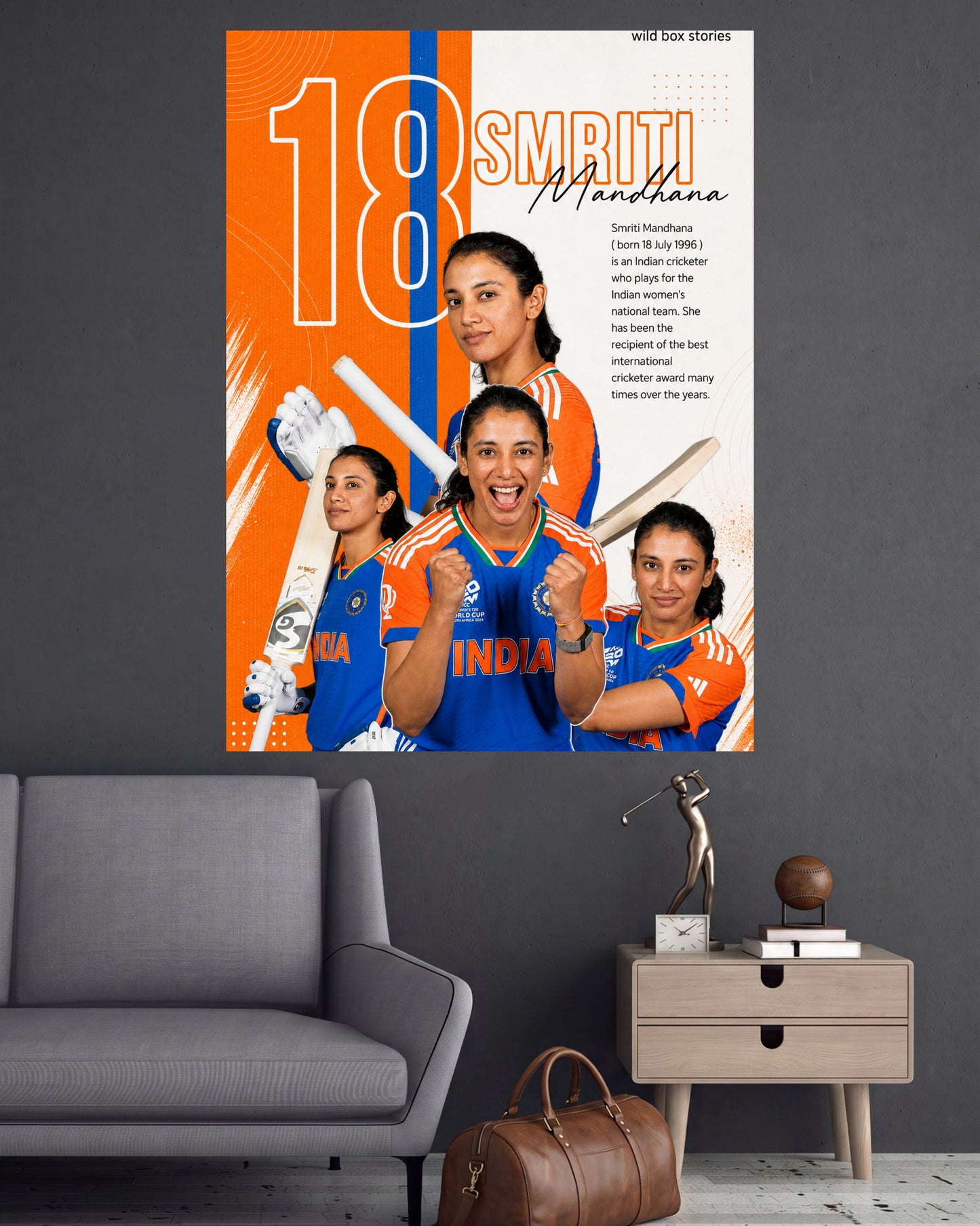 Smriti Mandhana 18 | Indian Women’s Cricket Wall Poster | 1 Poster