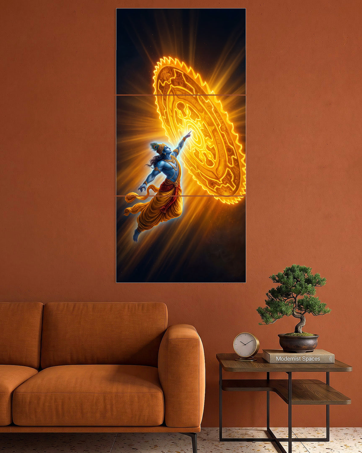 Lord Krishna | Sudarshan Chakra Glowing Art Poster | 3 Poster