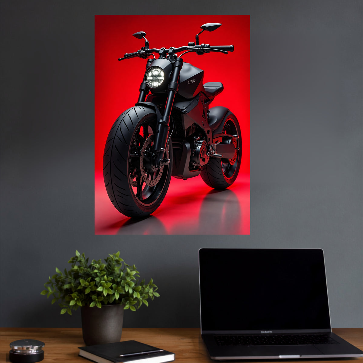 Black Superbike | Red & Black Motorcycle Wall Poster | 1 Poster