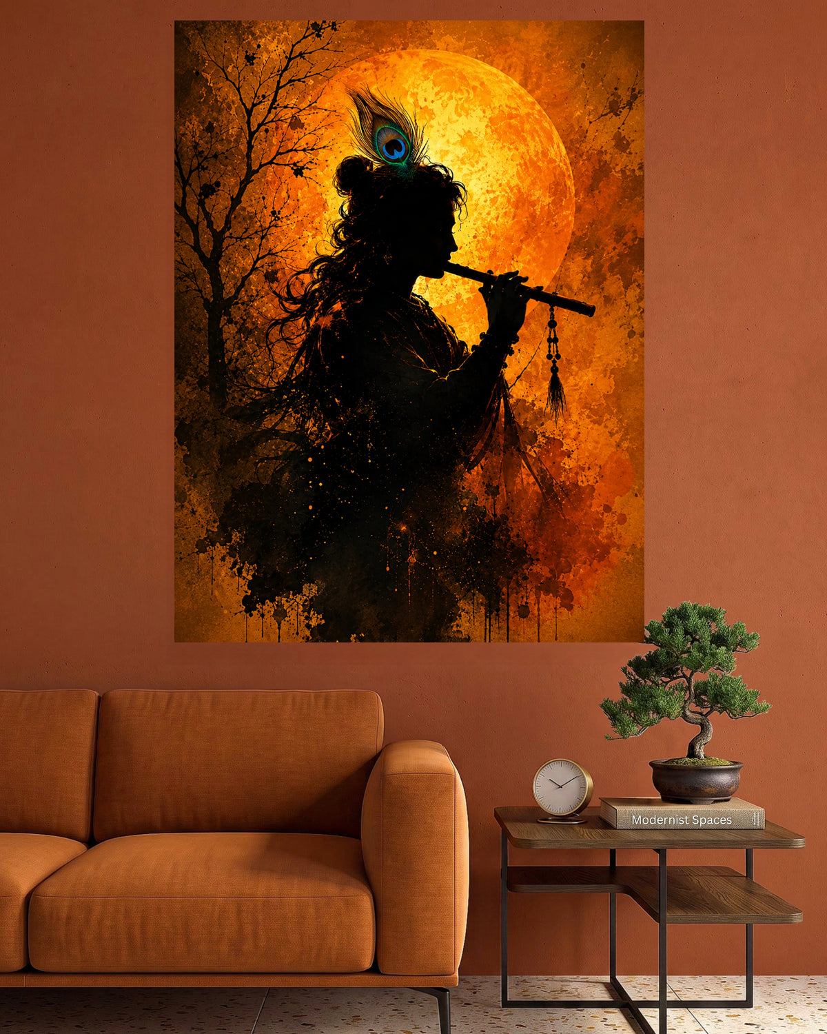 Lord Krishna | Flute & Peacock Feather Wall Poster | 1 Poster