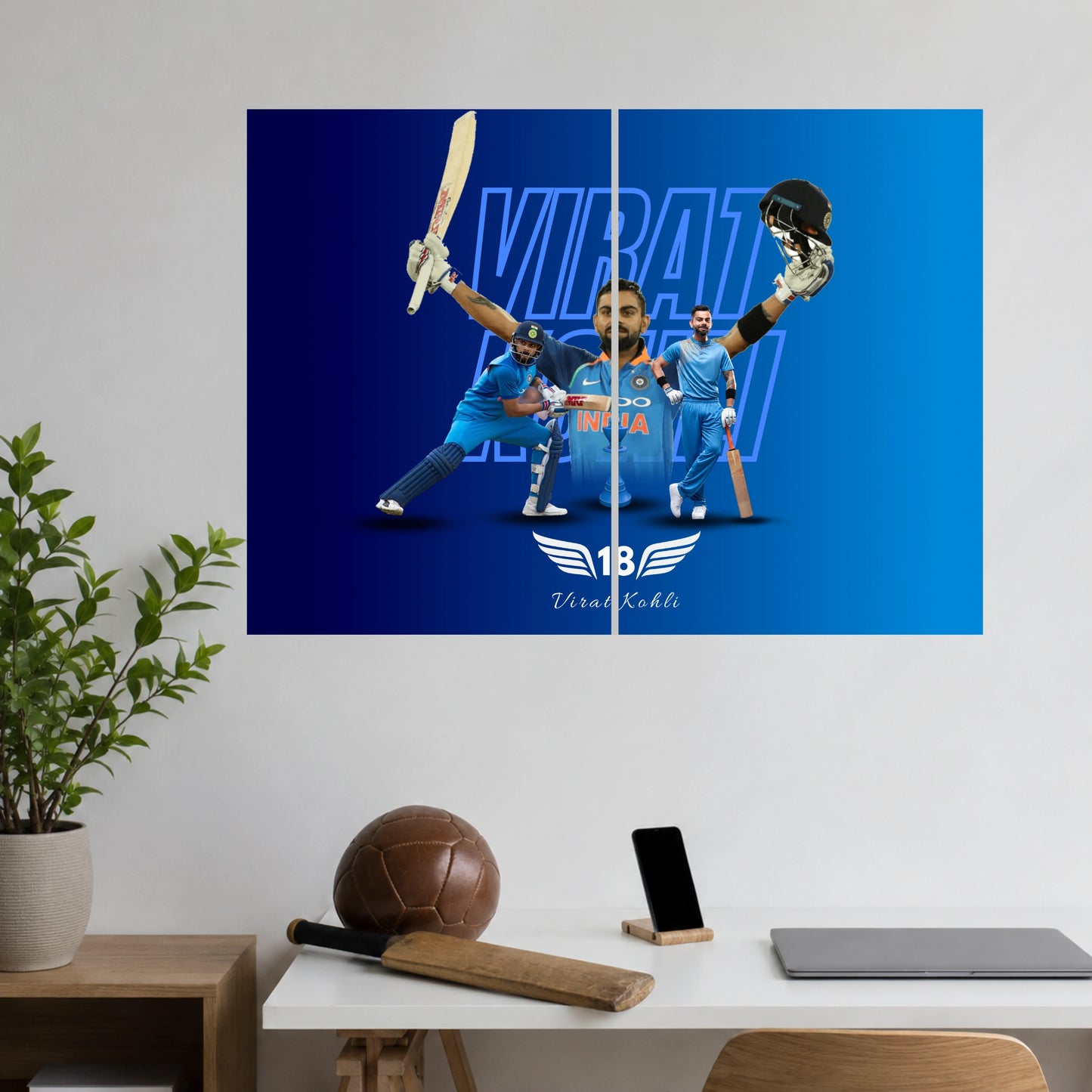 Virat Kohli | King Kohli | 2 Piece Cricket Wall Set
