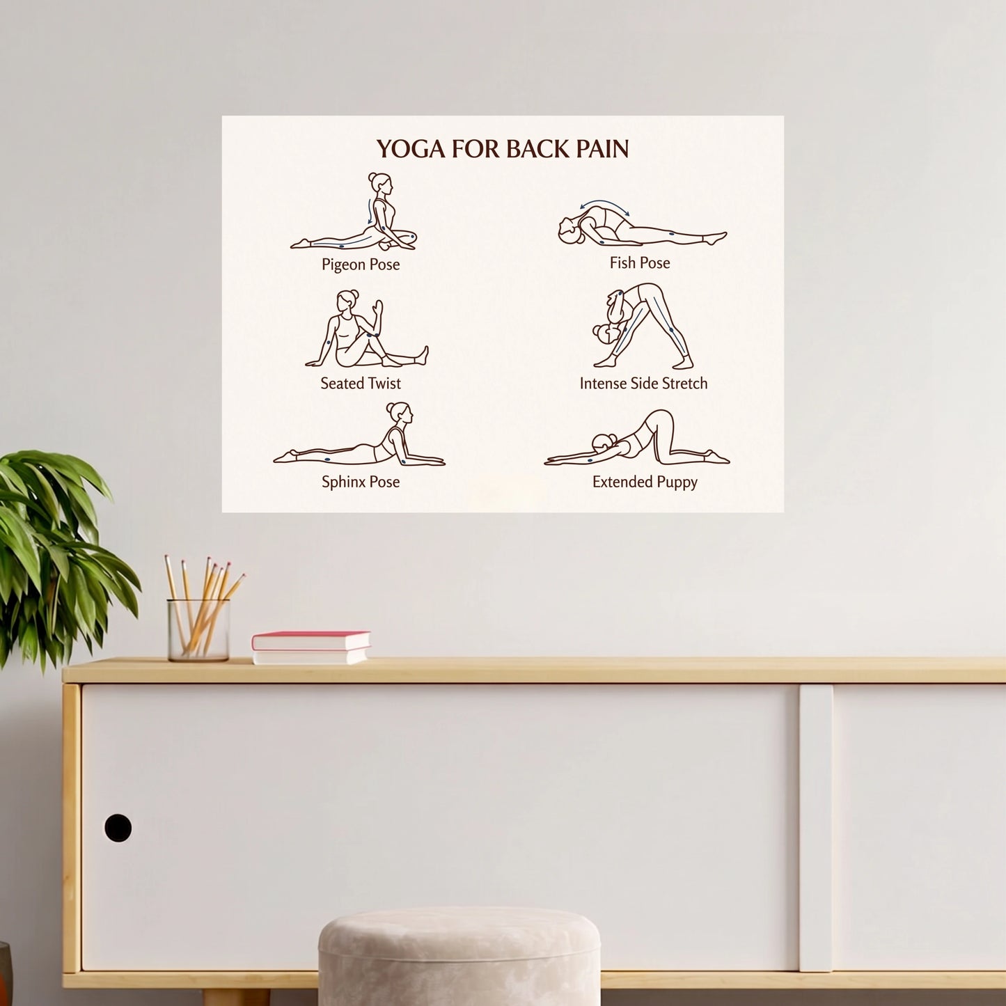 Yoga for Back Pain | Yoga Pose Guide| 1 Poster