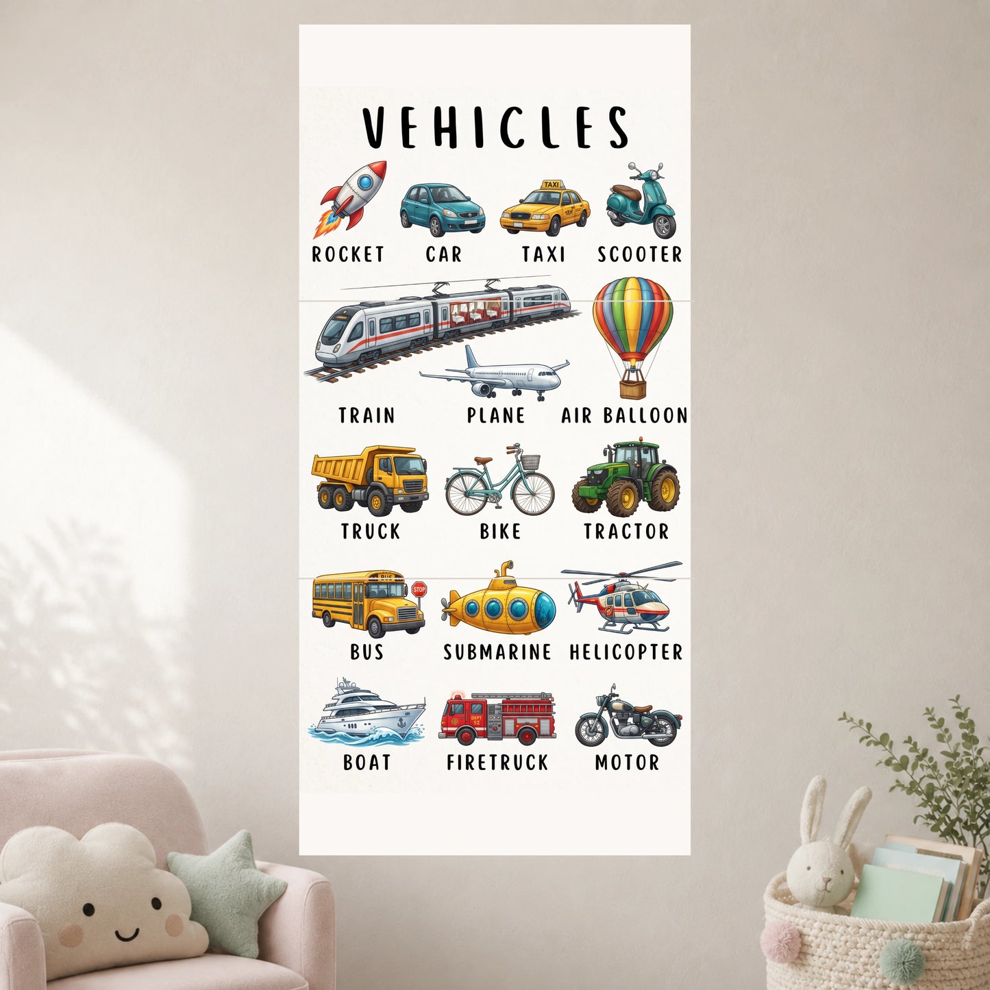 Vehicles | Kids Educational Wall Poster | 3 Posters