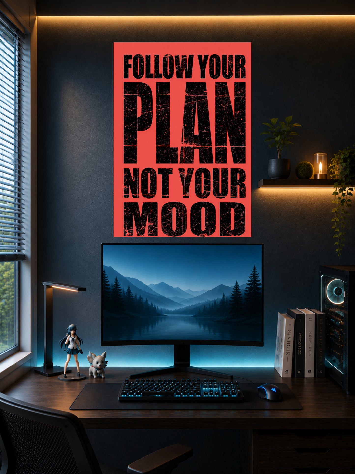 Follow Your Plan Not Your Mood | Motivational Wall Poster | 1 Poster