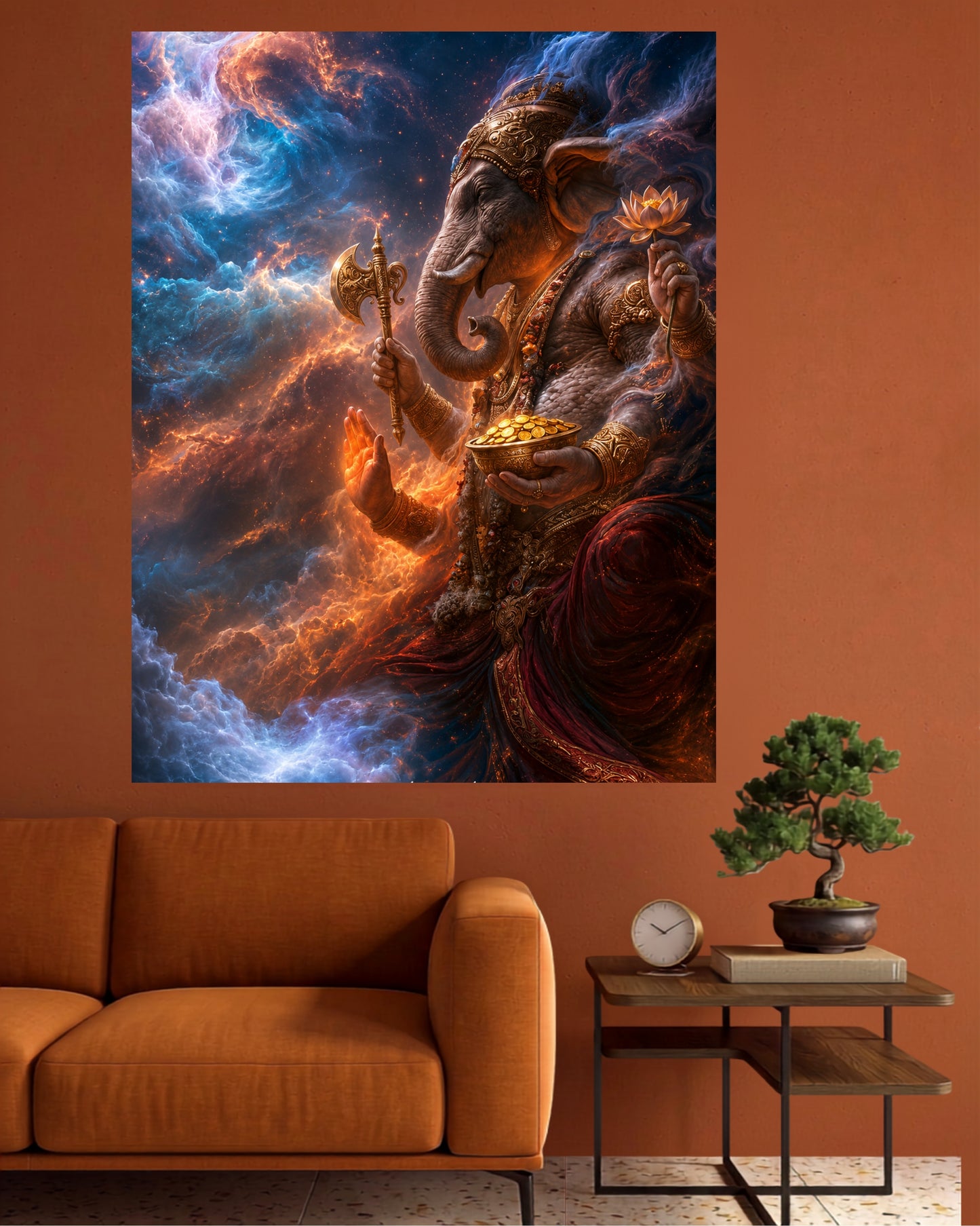 Cosmic Ganesha | Lotus & Divine Energy Wall Poster | 1 Poster