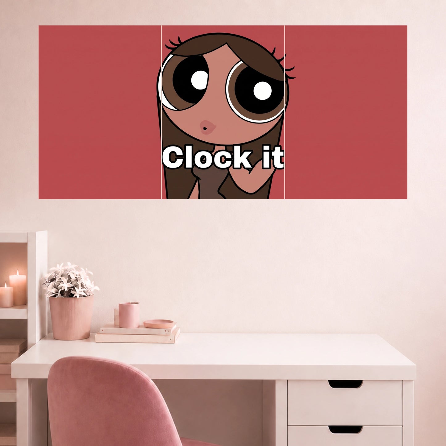 Cute Cartoon Girl | Clock It Aesthetic Wall Poster | 3 Posters