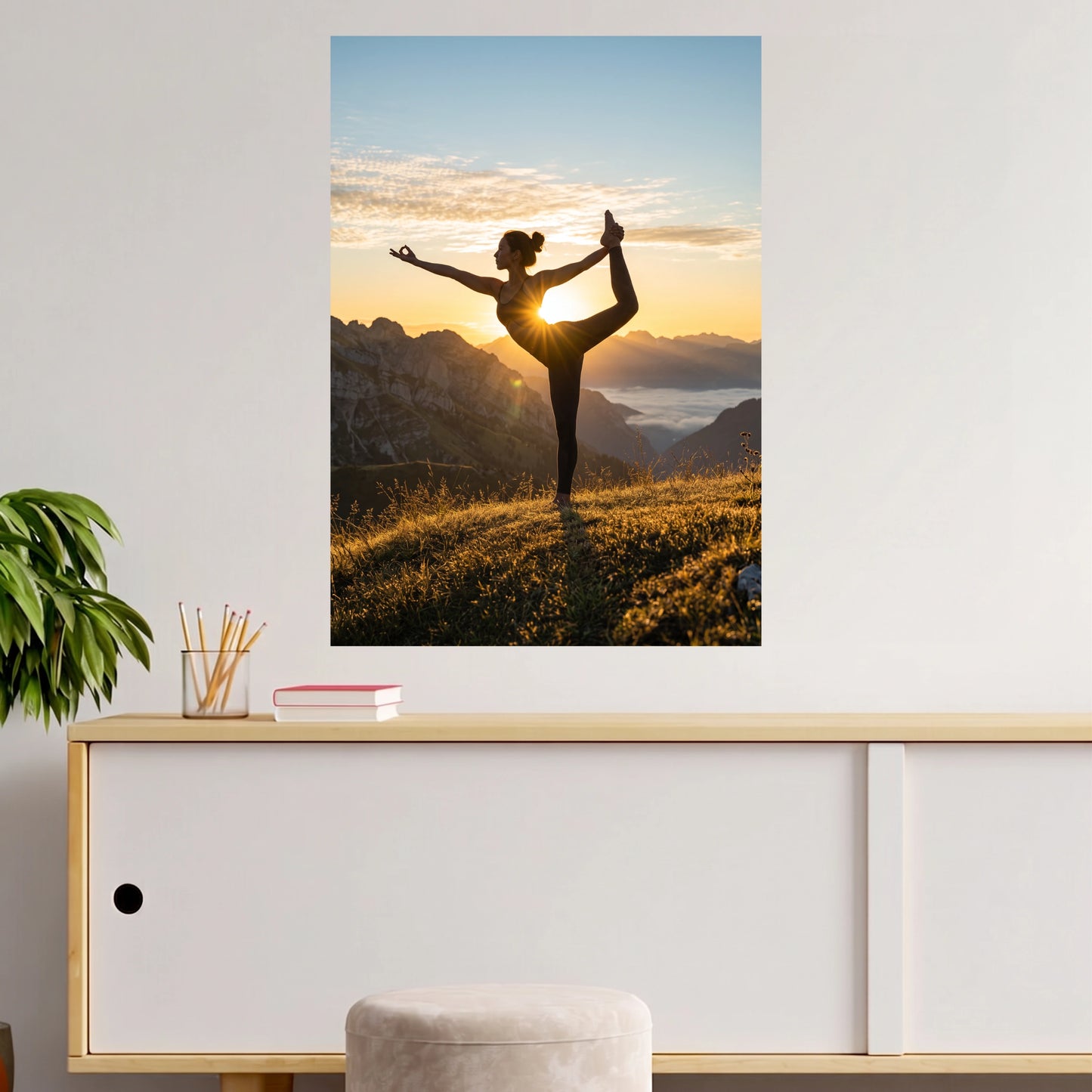 Yoga Balance Pose at Sunrise | Mountain Wellness | 1 Poster