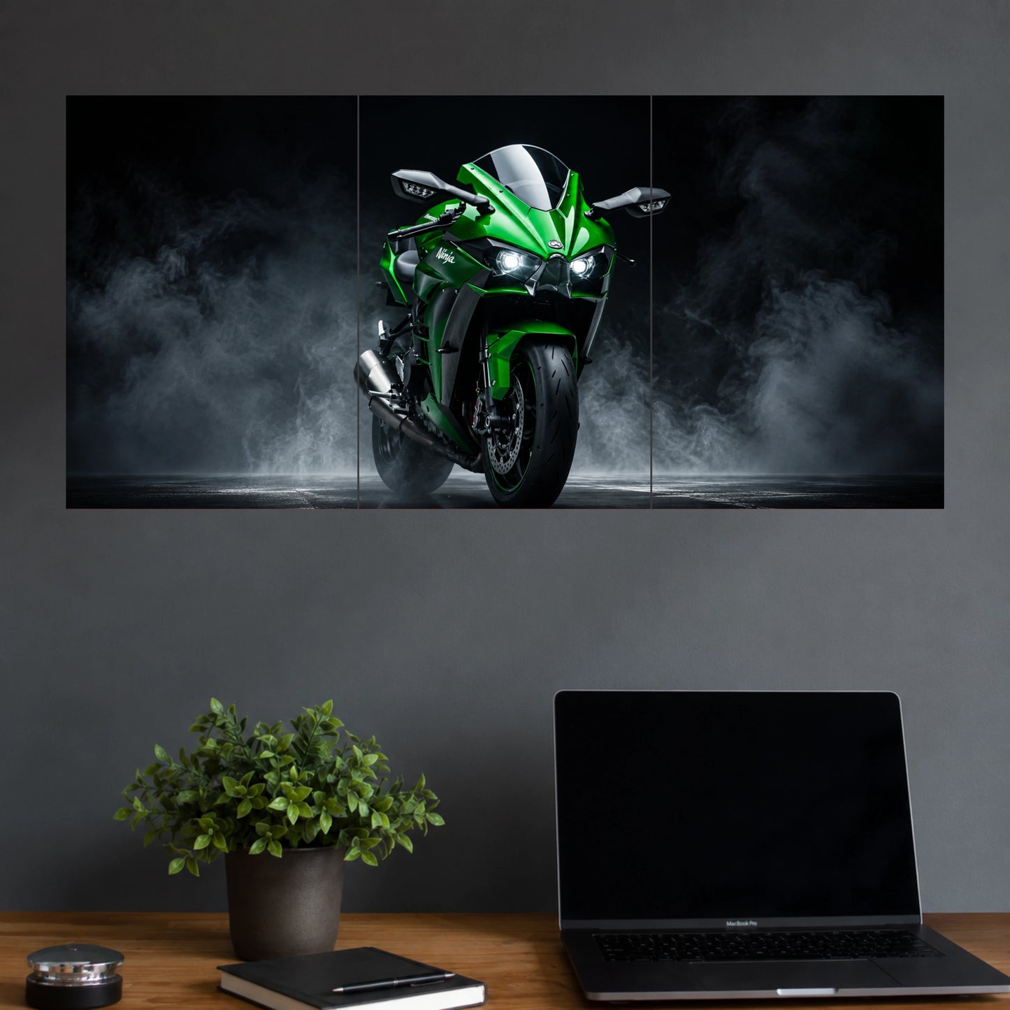 Green Ninja Superbike | Motorcycle Wall Poster | 3 Posters