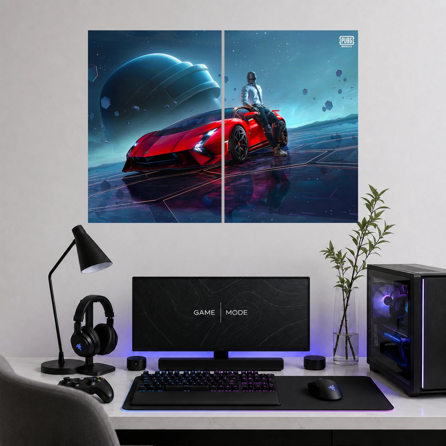 PUBG Battlegrounds Supercar | 2 Poster Split Wall Art