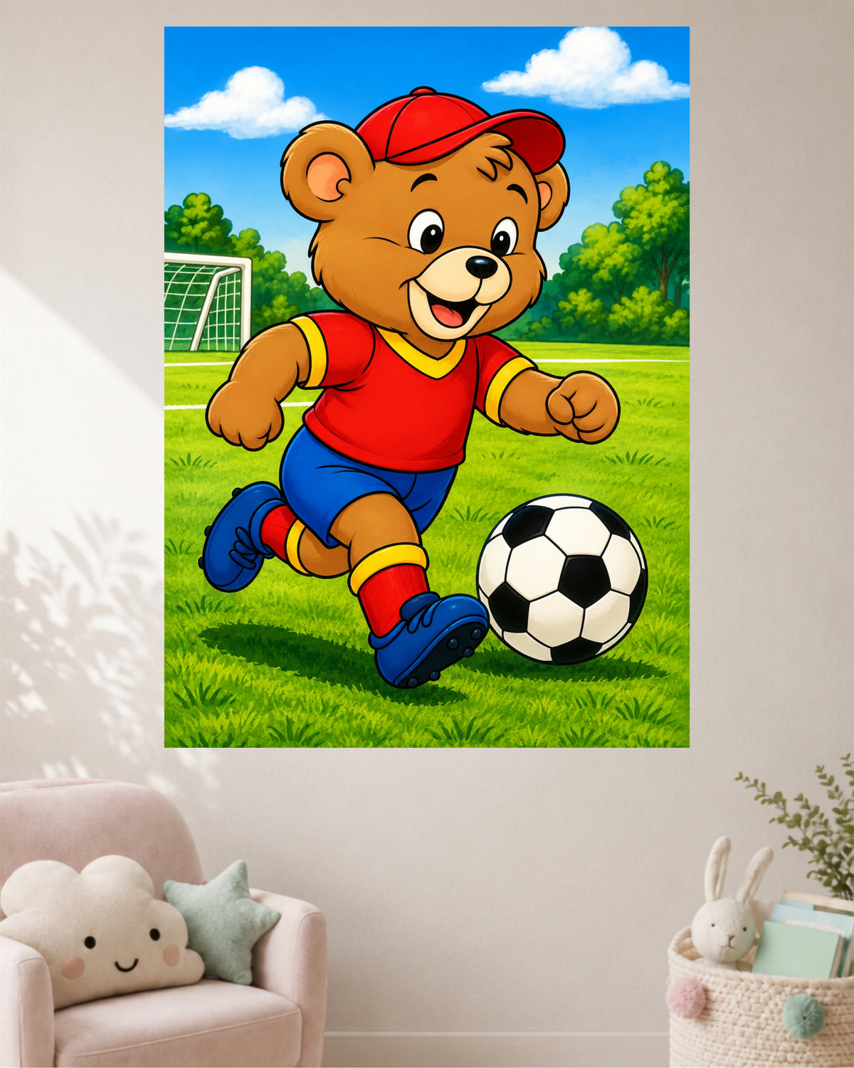Football Bear | Cute Soccer Kids Wall Poster | 1 Poster