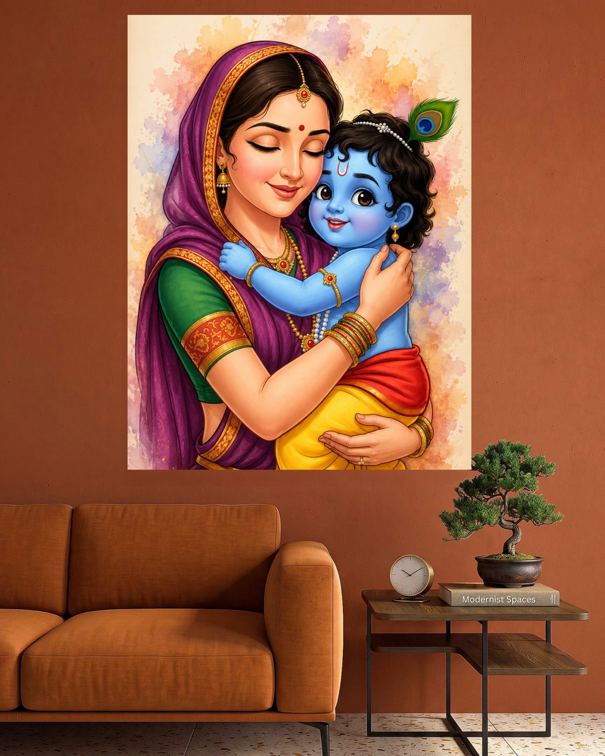 Yashoda & Lord Krishna | Devotional Art Poster | 1 Poster