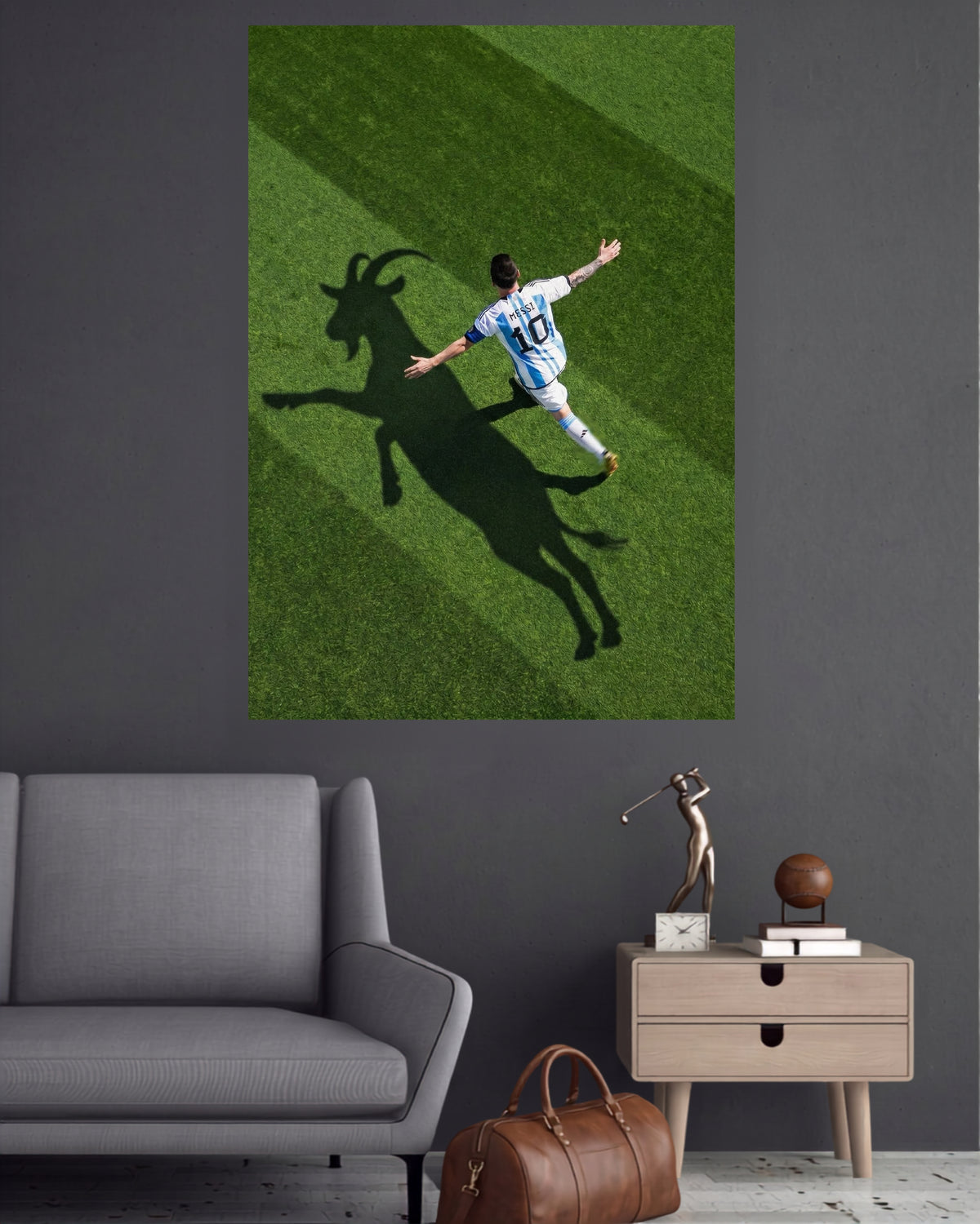 Lionel Messi 10 | GOAT Shadow Football Wall Poster | 1 Poster