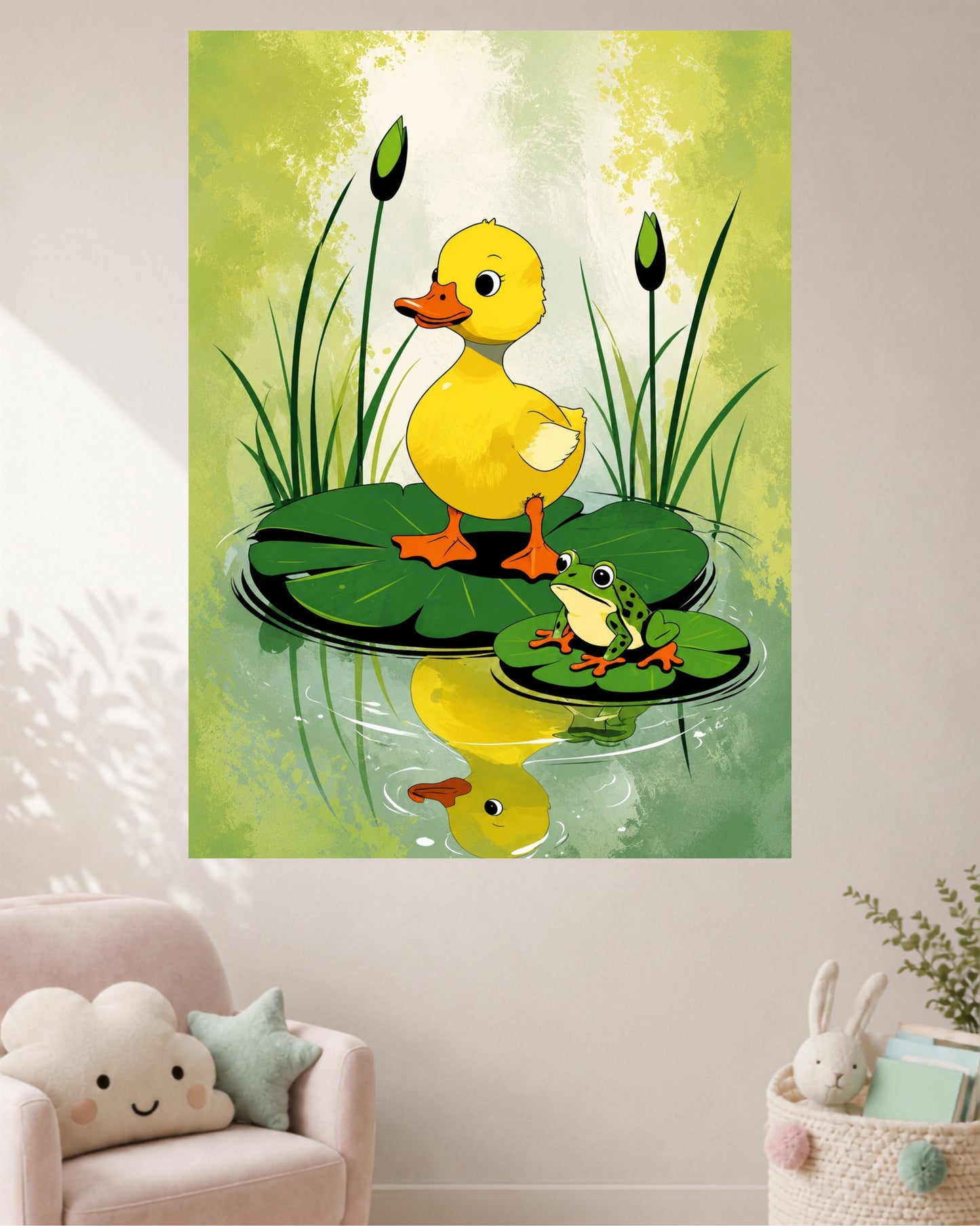 Cute Duck & Frog | Pond Animals Kids Wall Poster | 1 Poster