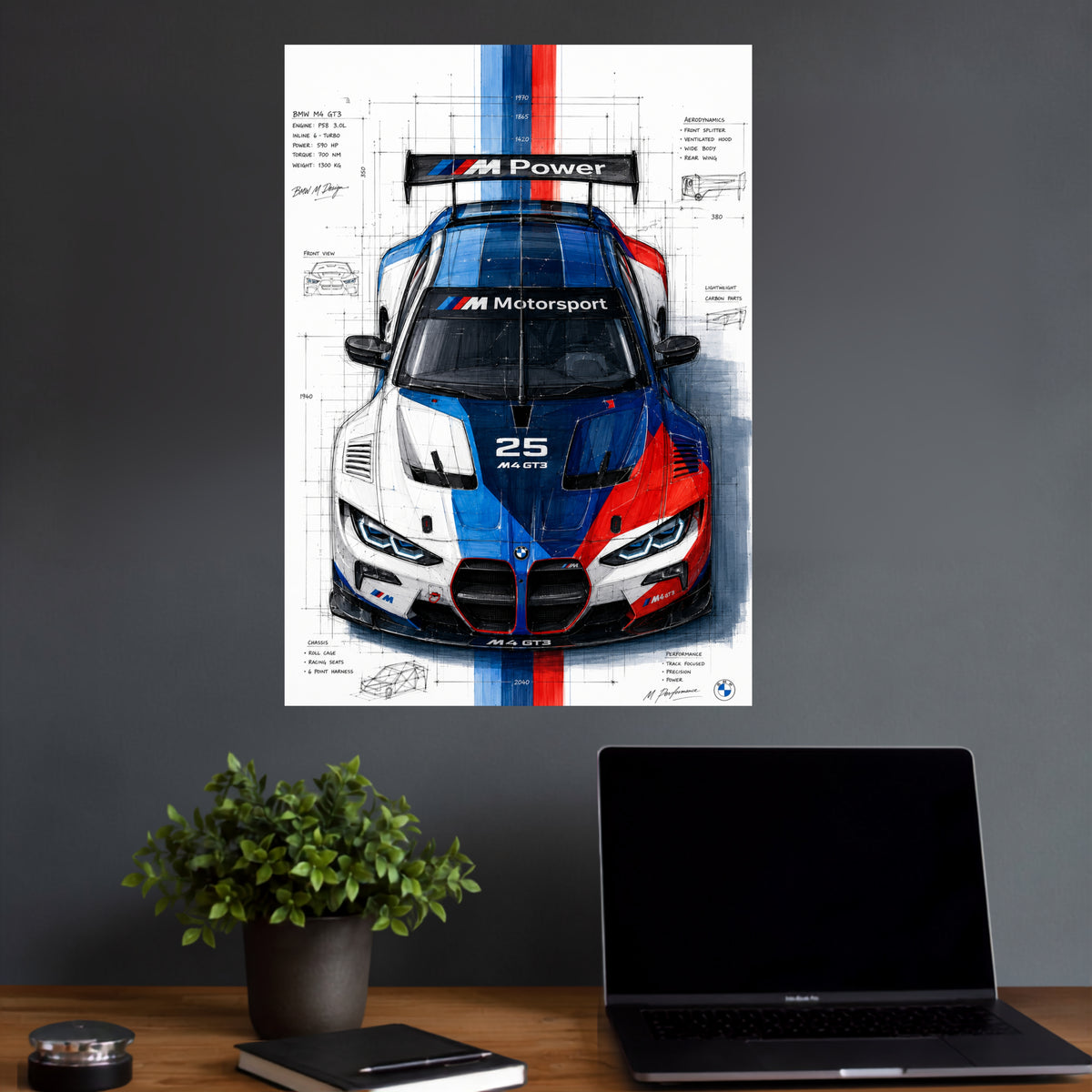 BMW M4 GT3 | Motorsport Car Wall Poster | 1 Poster