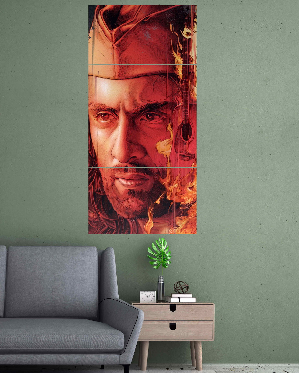 Intense Musician Portrait with Guitar | Cinematic Wall Poster | 3 Posters
