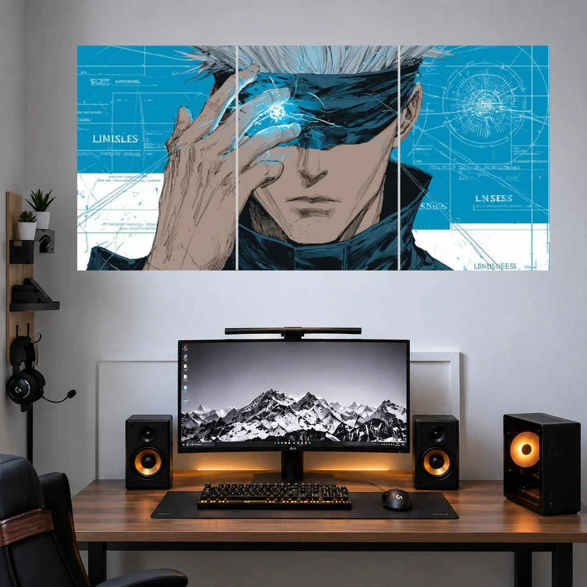 Satoru Gojo Infinity Azure Eye anime 3 split poster