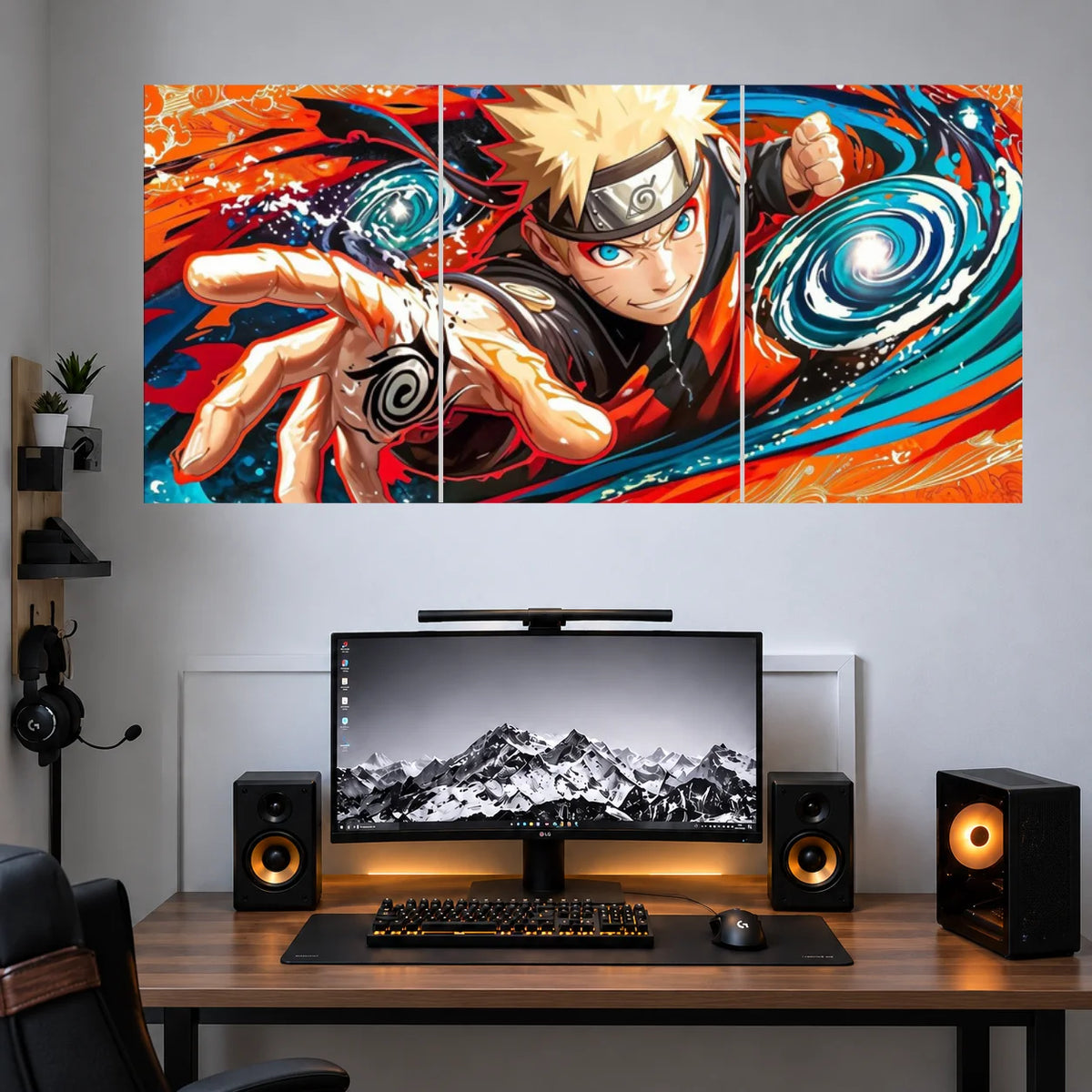 Naruto Red Blue Rasengan Strike anime 3 split wall poster