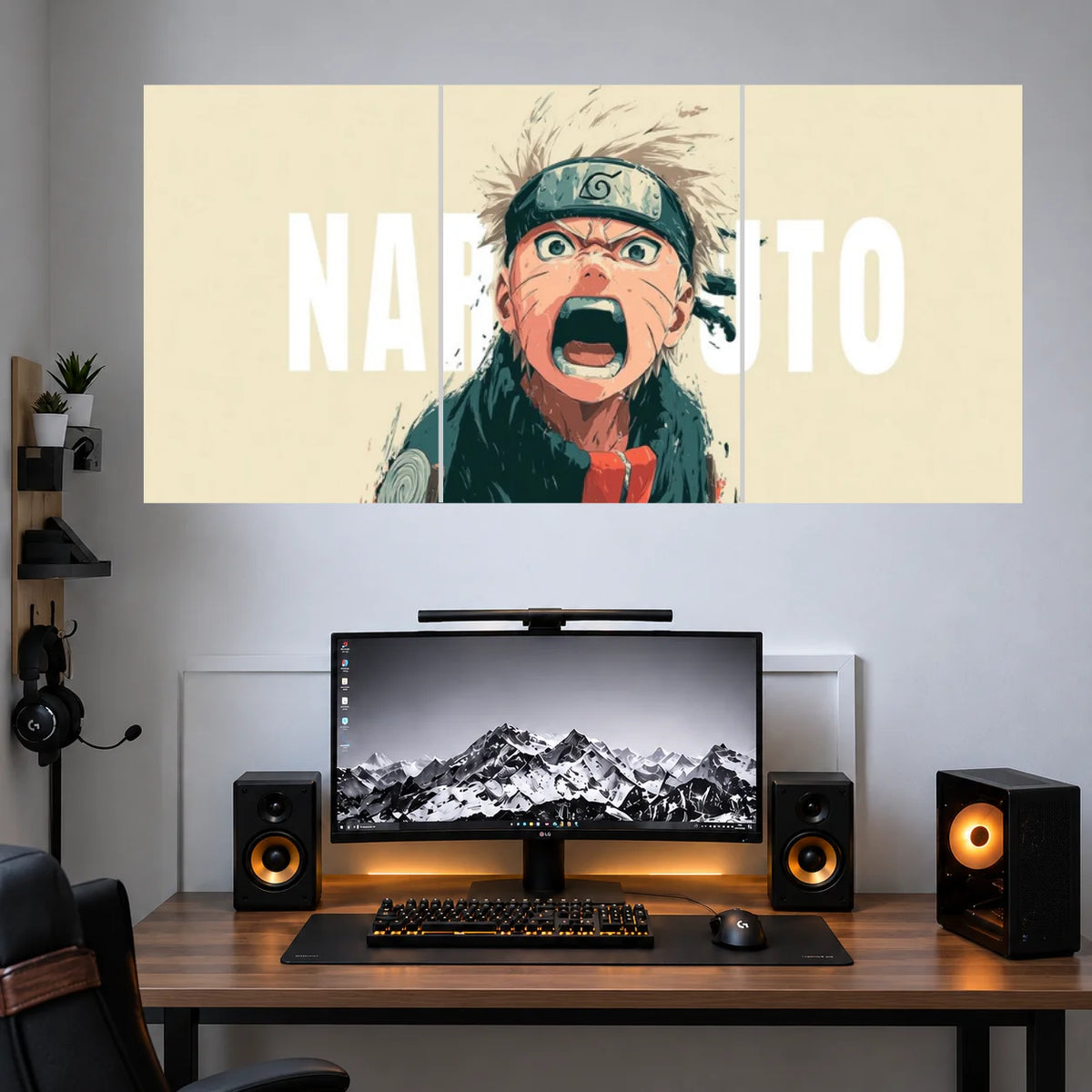 Naruto Sage Mode Typography anime 3 split wall poster