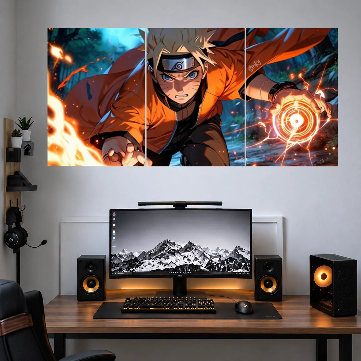 Naruto Orange Rasengan Burst anime 3 split poster set