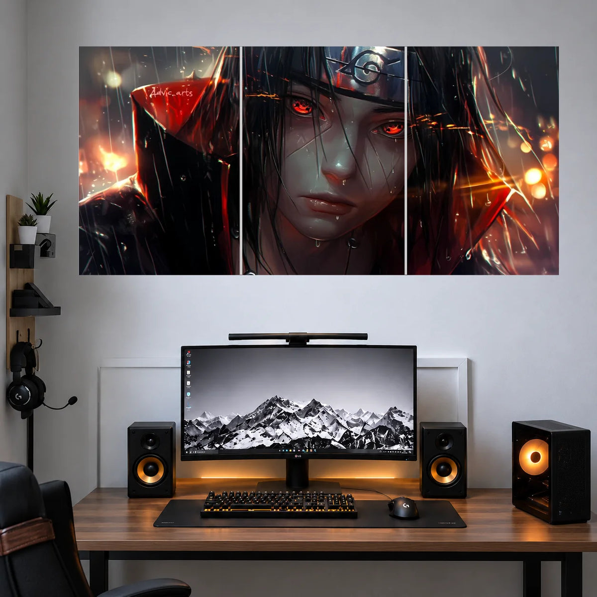 Itachi Red Ember Eyes anime 3 split poster set