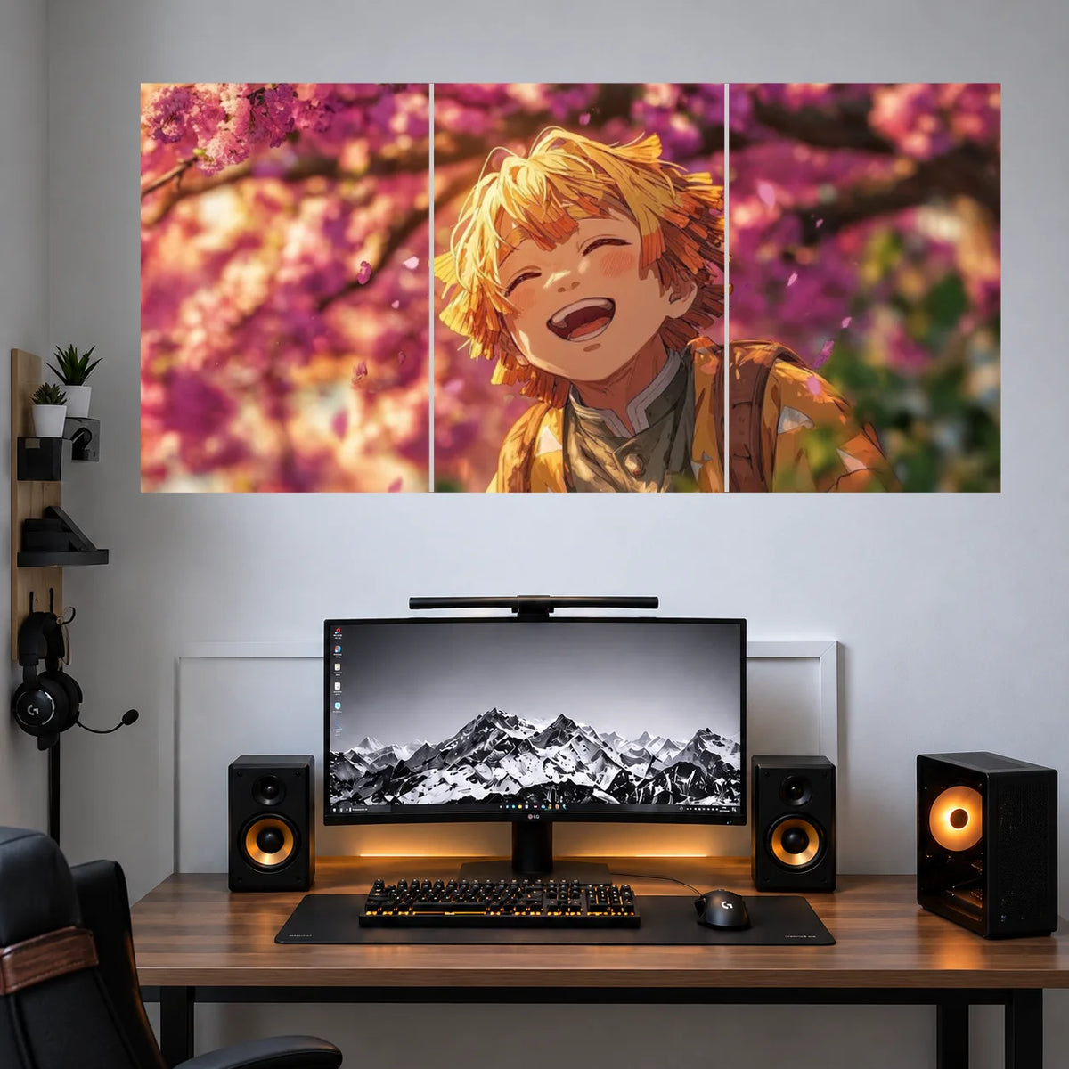 Zenitsu Sakura Flame Portrait 3 split poster set