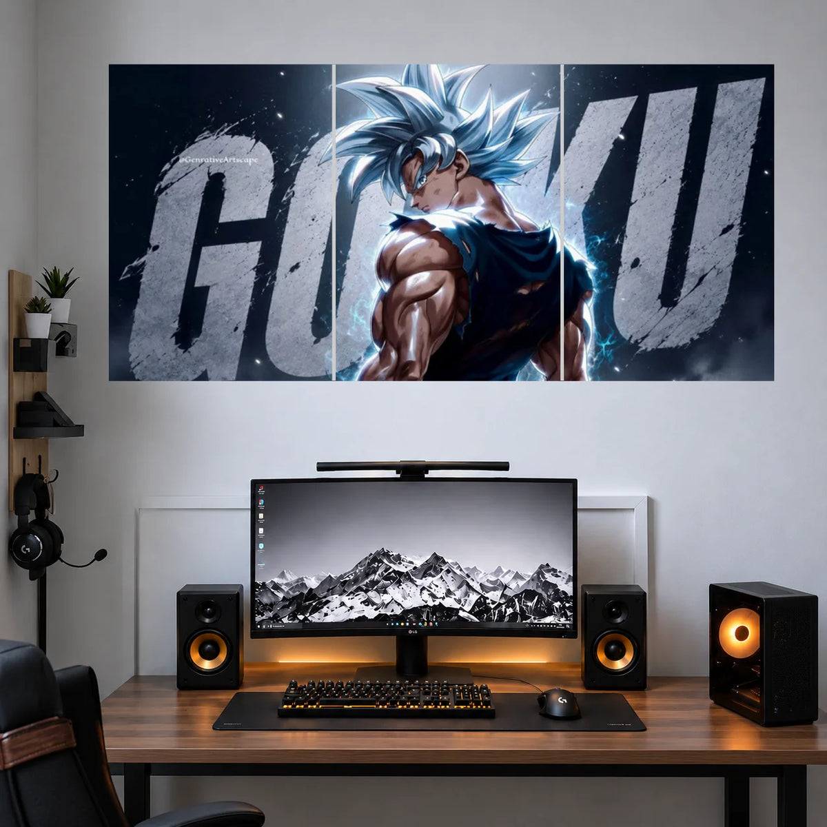 Satoru Gojo Monochrome Name Typography anime 3 split poster