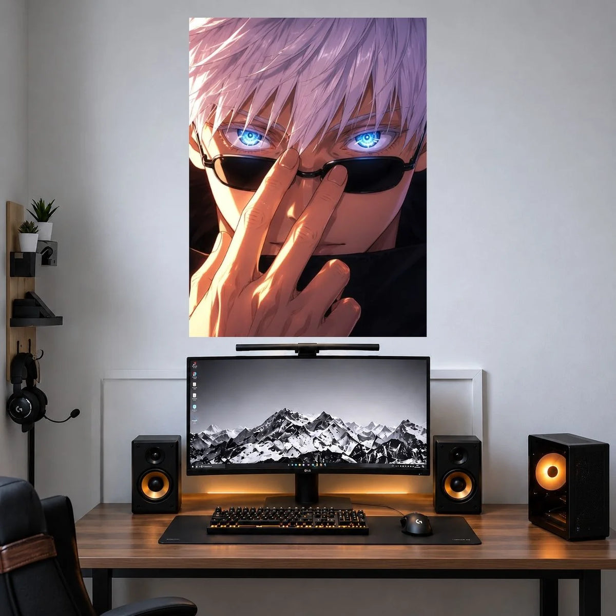 Gojo Bright Blue Eyes anime poster mockup