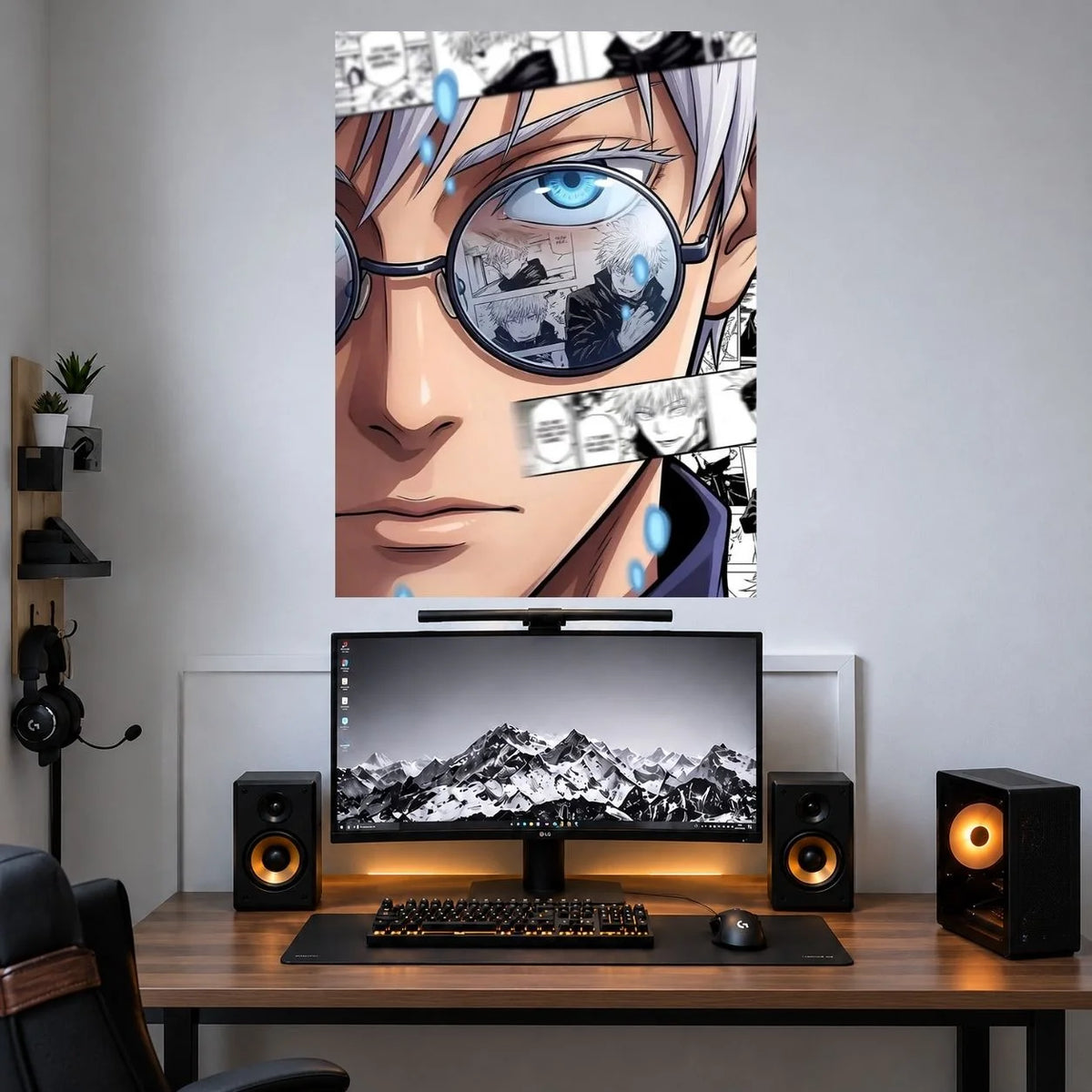 Gojo Eye Reflection anime wall poster mockup