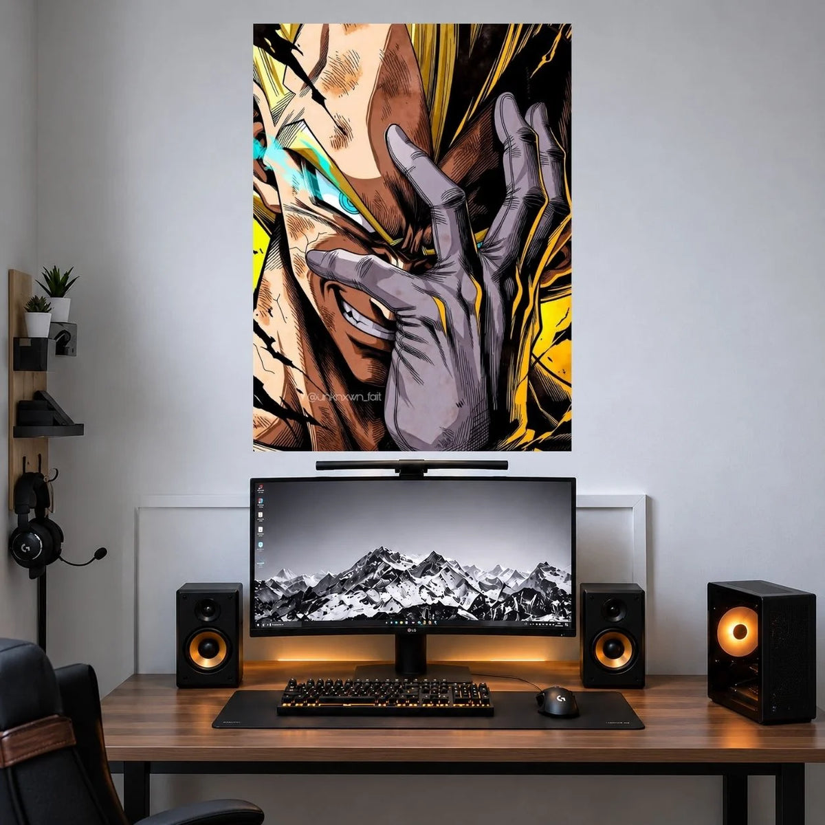 Vegeta Majin Intense Closeup anime wall poster mockup