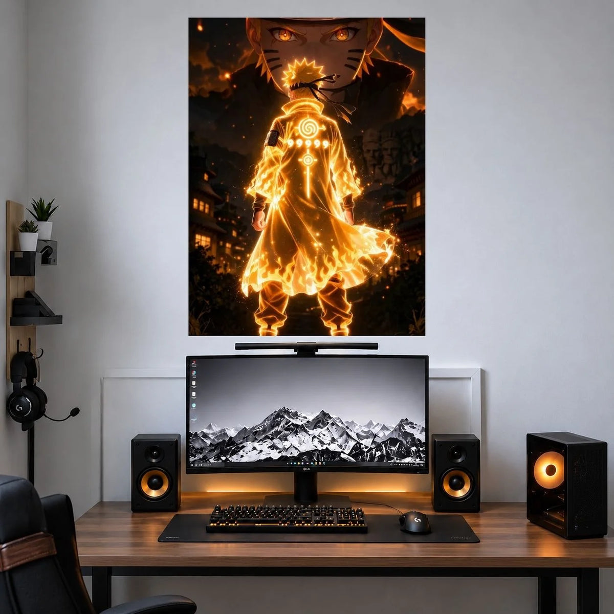 Naruto Golden Chakra Mode anime single poster mockup