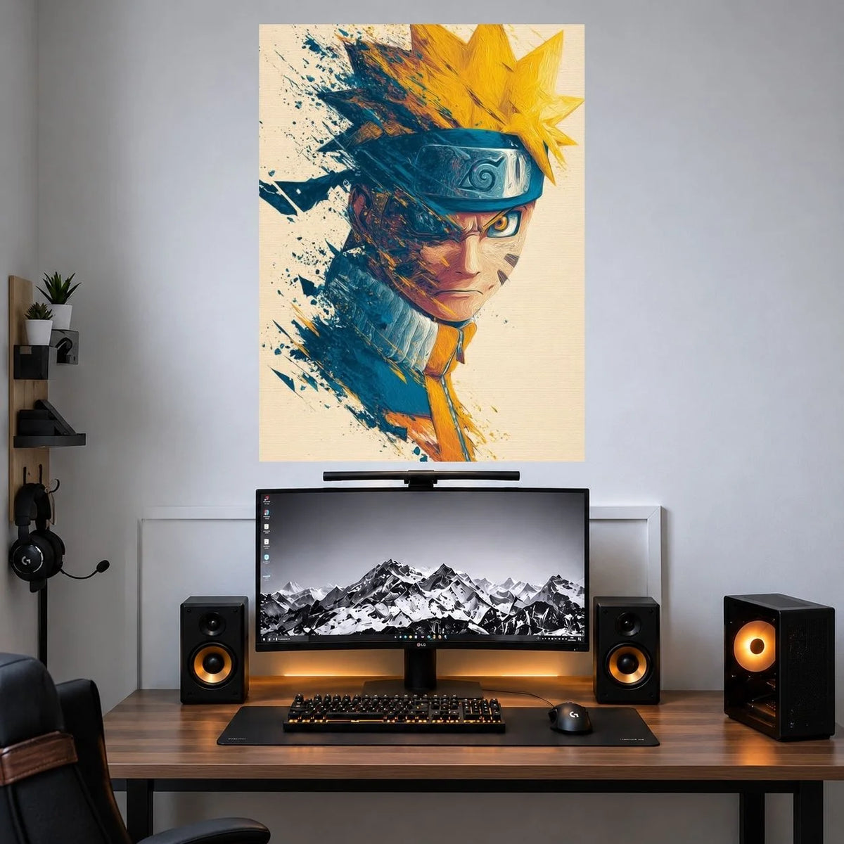 Naruto Watercolor Headband anime single poster mockup