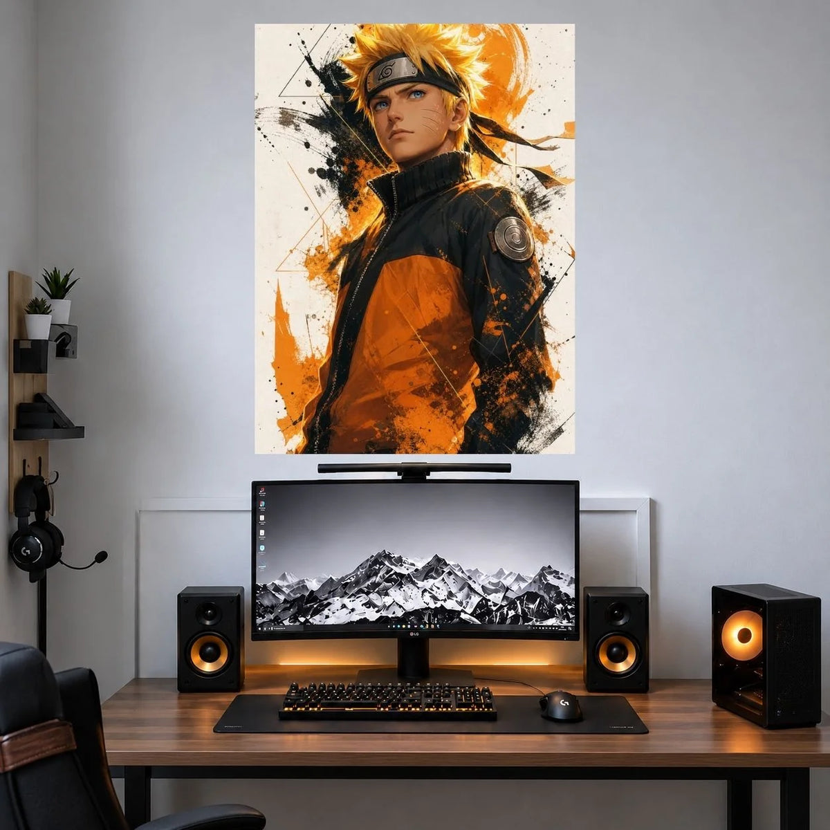 Naruto Orange Leaf Portrait anime single poster mockup
