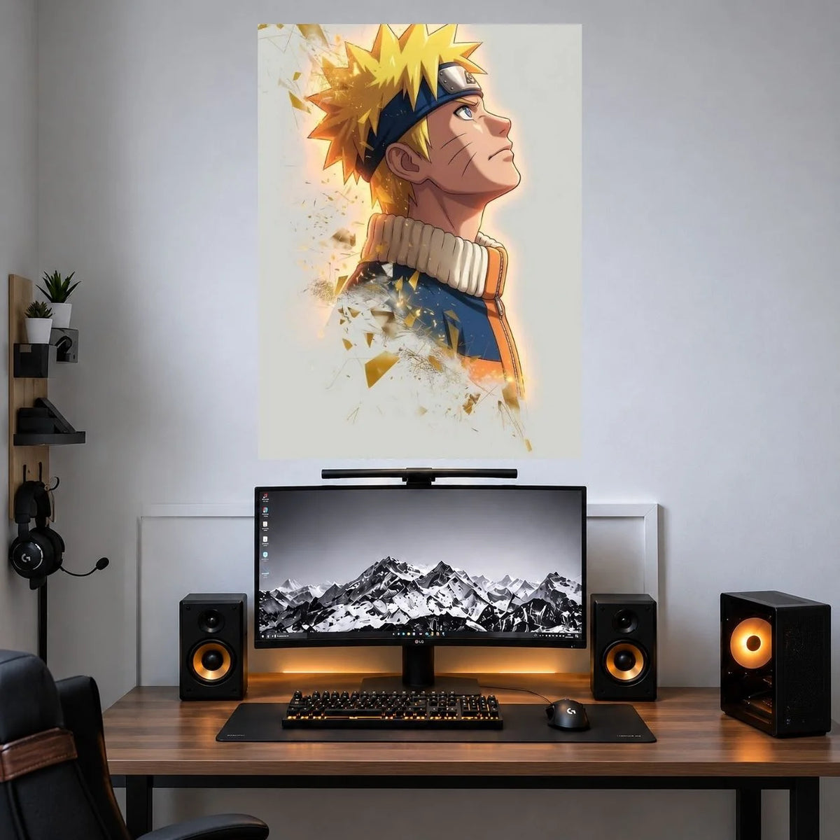 Naruto Yellow Profile anime wall poster mockup