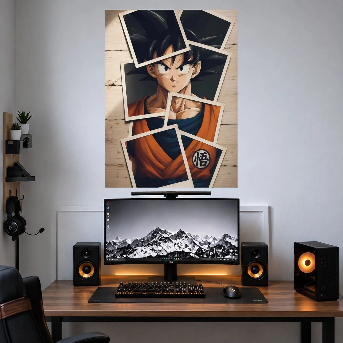 Goku Angular Panels anime single poster mockup