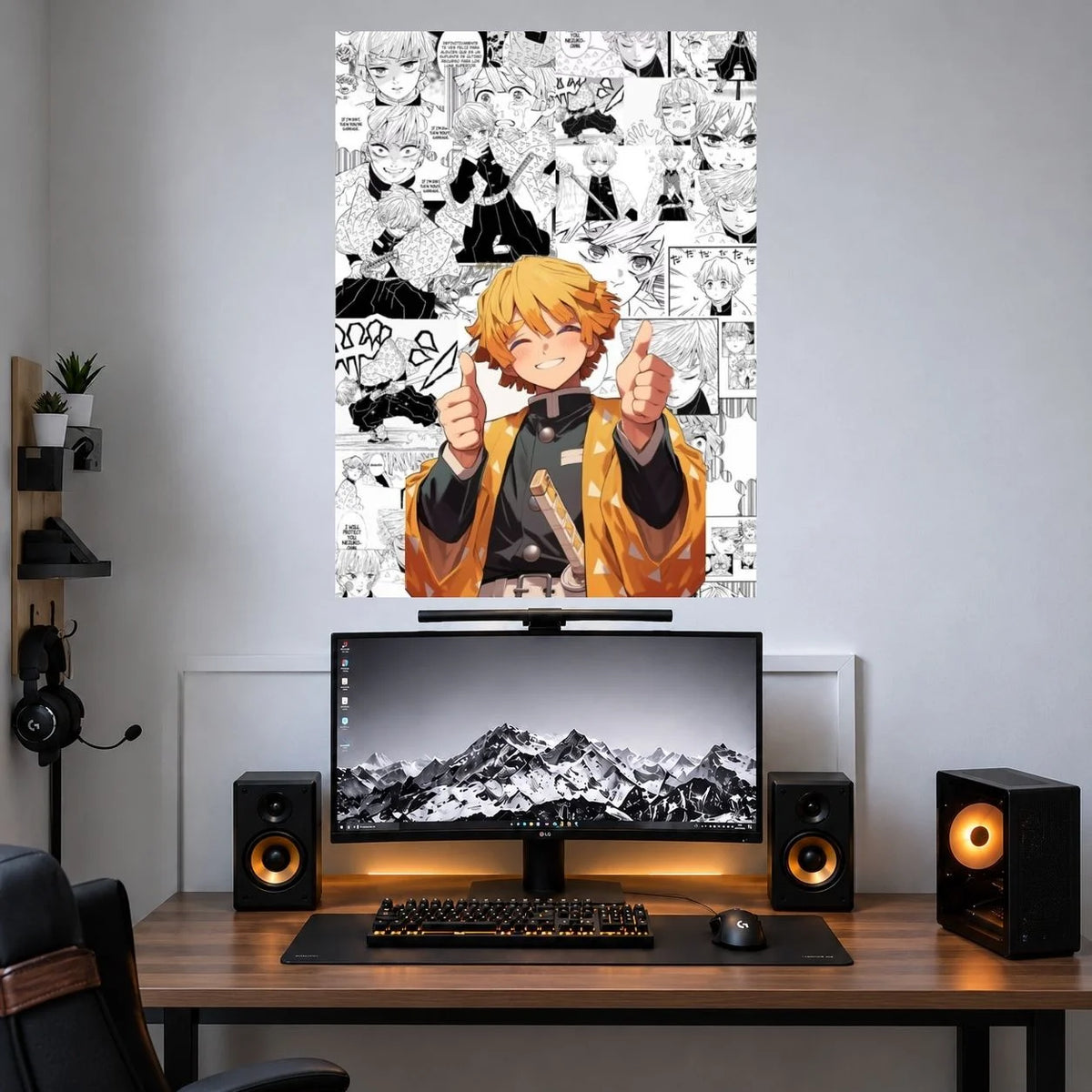Zenitsu Manga Collage anime wall poster mockup
