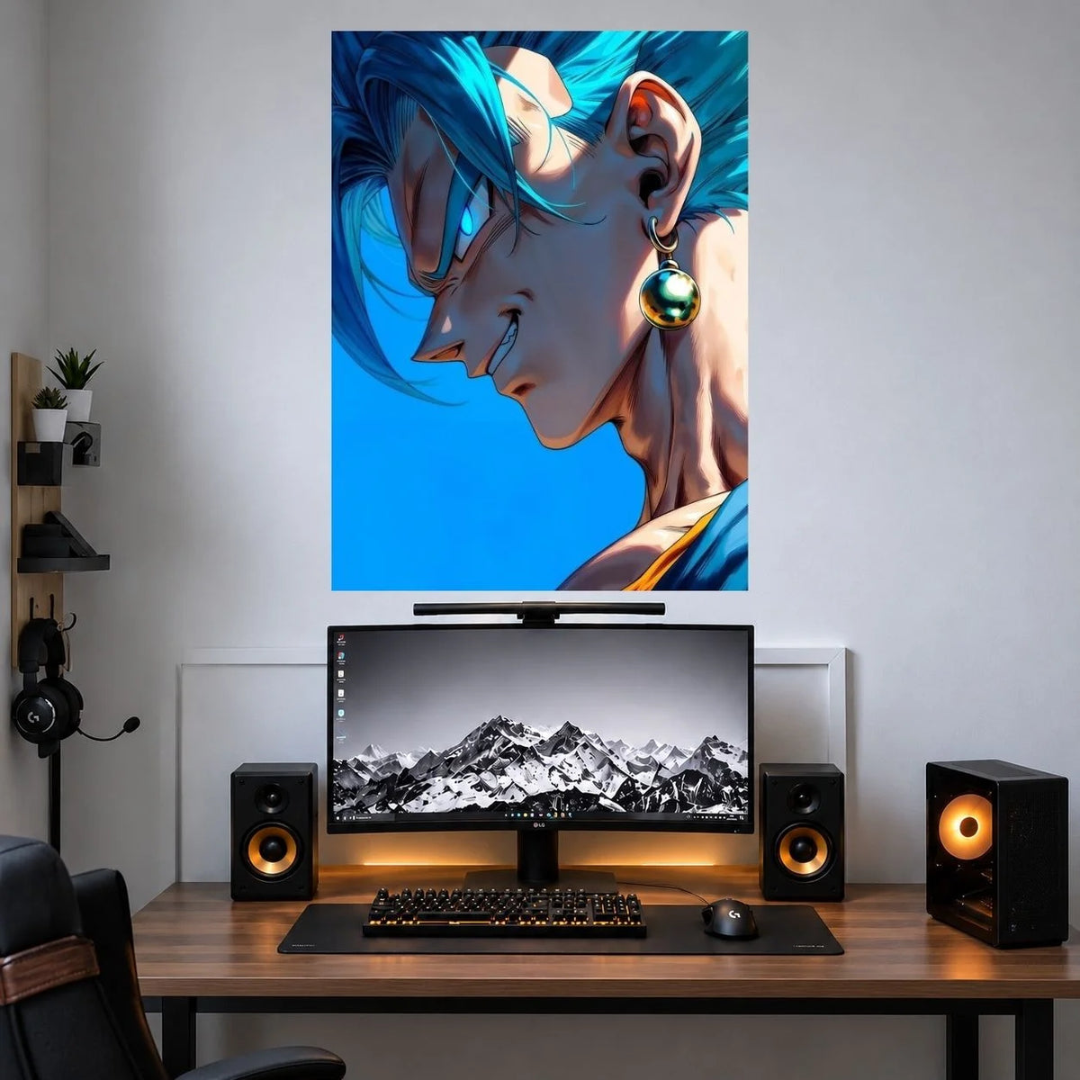 Goku Blue Closeup anime single wall poster