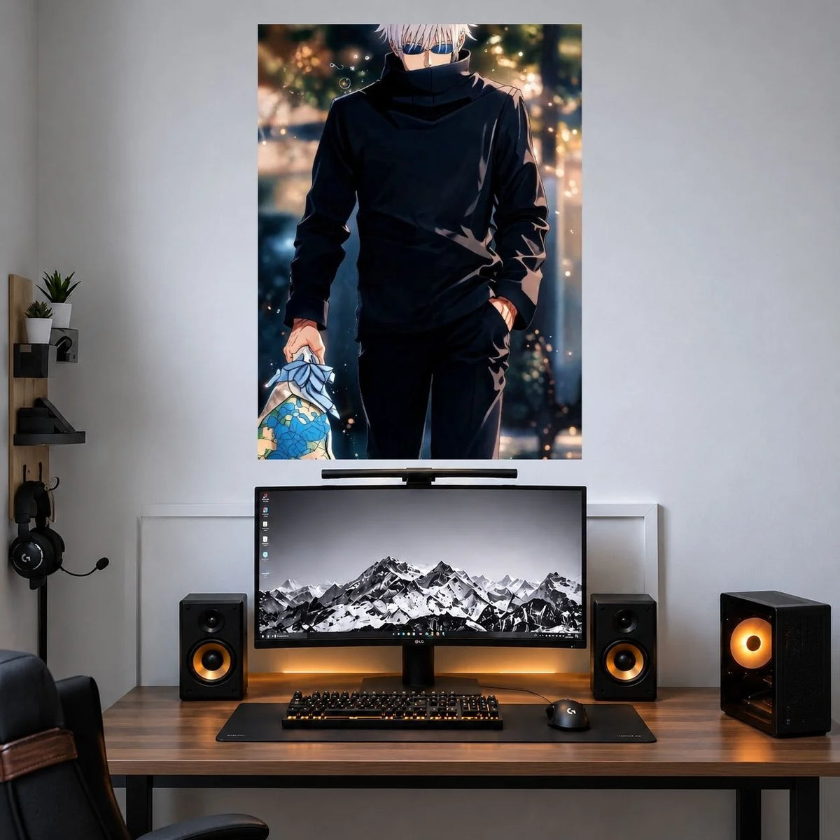 Gojo Night City Walk anime single poster mockup