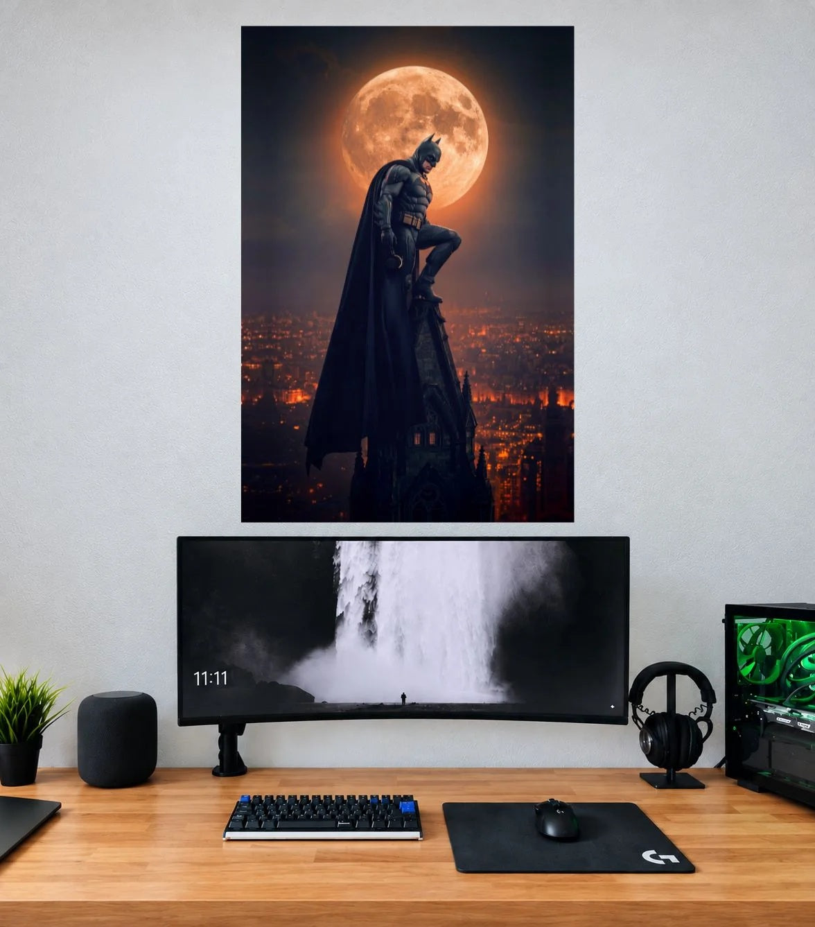 Batman Full Moon City Guardian single wall poster mockup