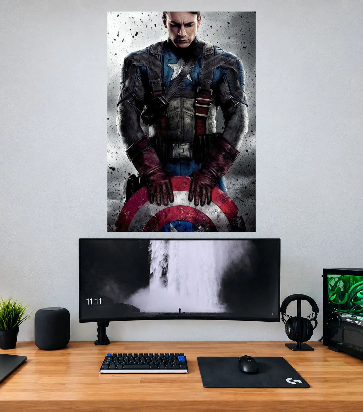 Captain America Dark Armor Shield Captain America single wall poster mockup