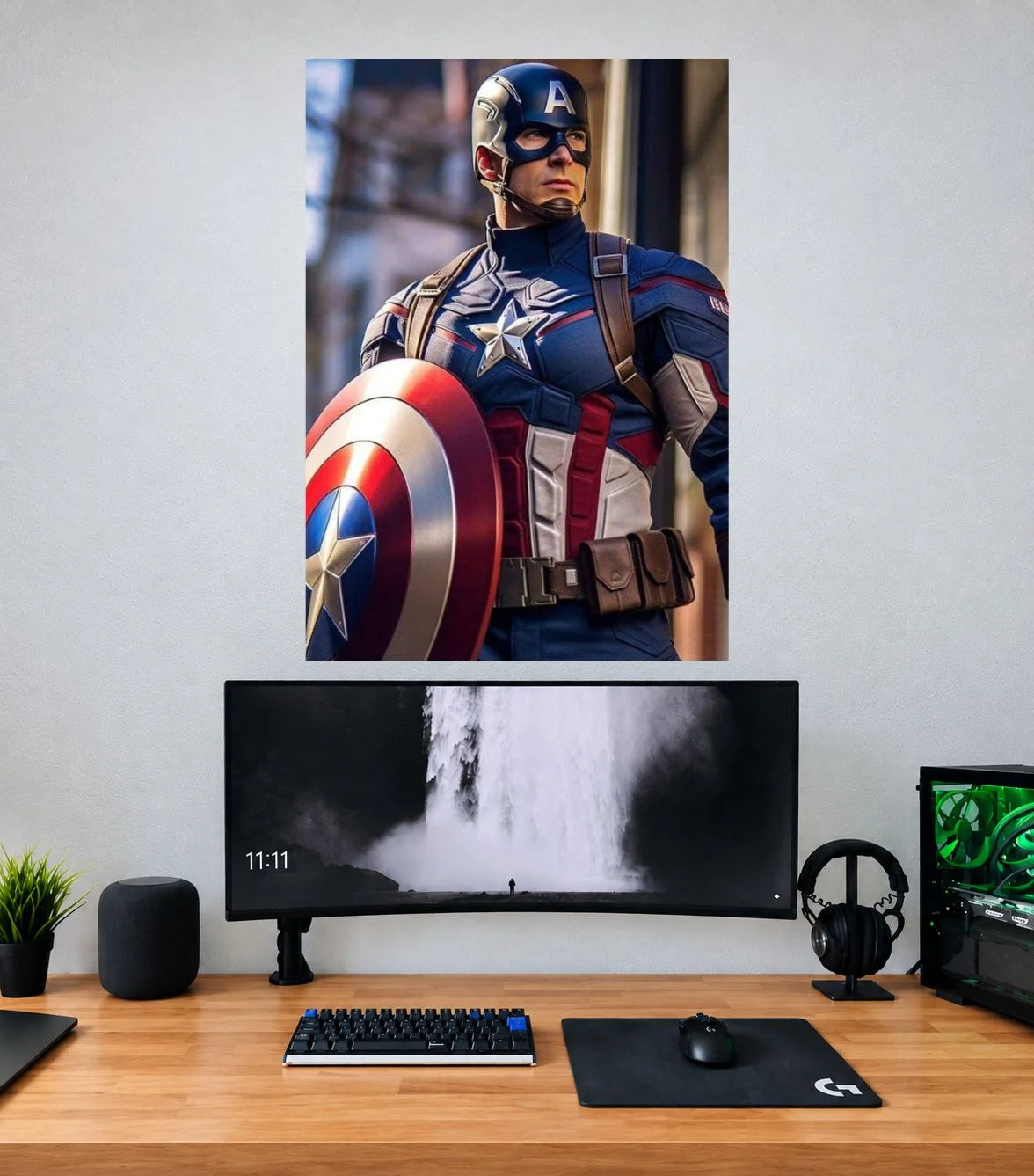 Captain America Classic Hero Pose Captain America single wall poster mockup
