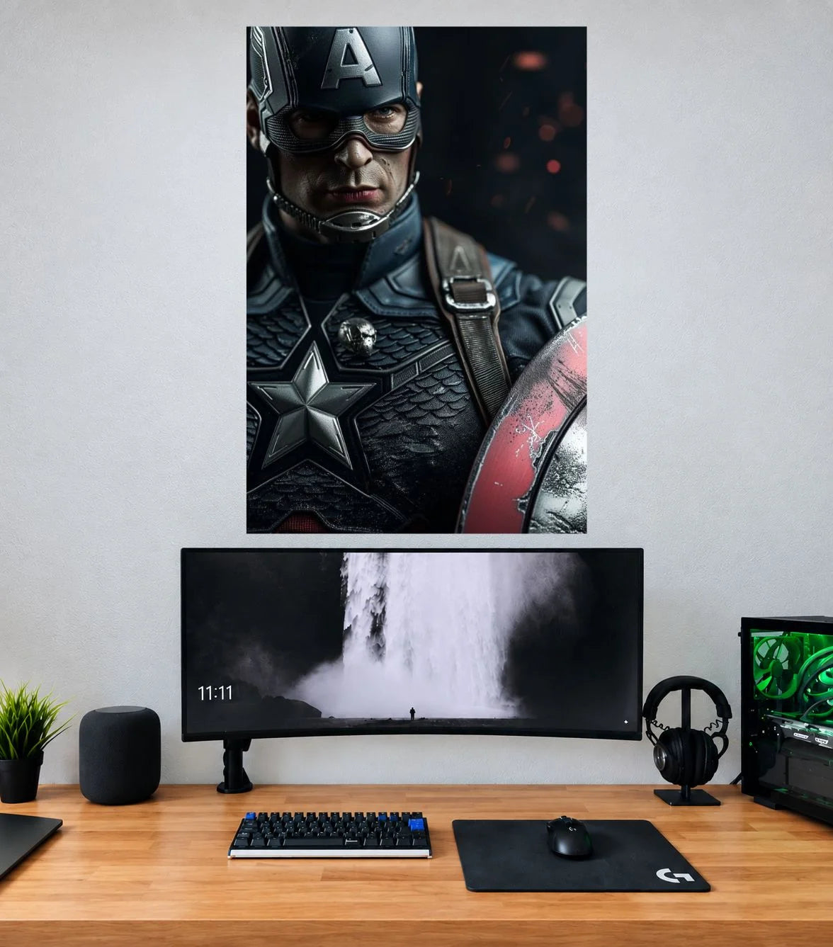 Captain America Stealth Suit Portrait Captain America single wall poster mockup