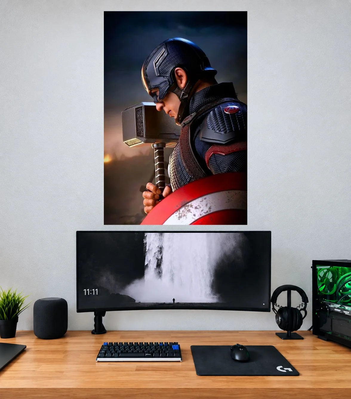 Captain America Sunset Side Profile Captain America single wall poster mockup