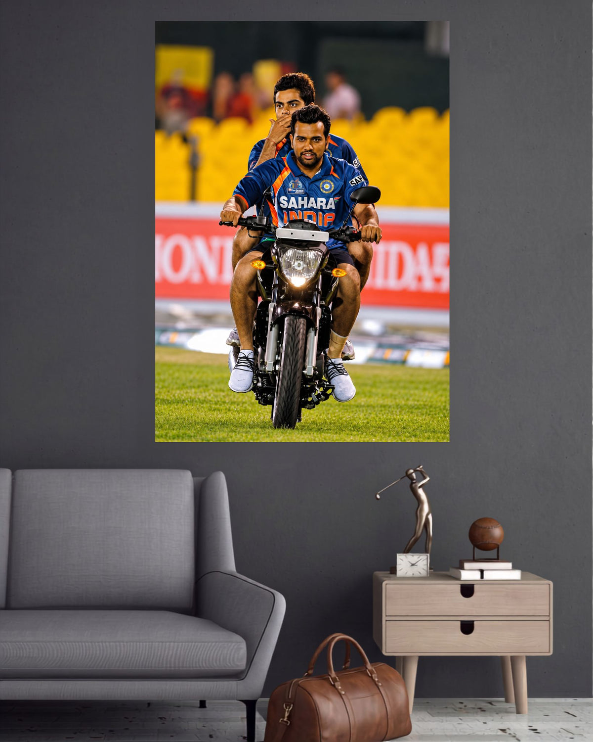 Rohit Sharma & Virat Kohli Motorbike Moments Cricket Wall Poster