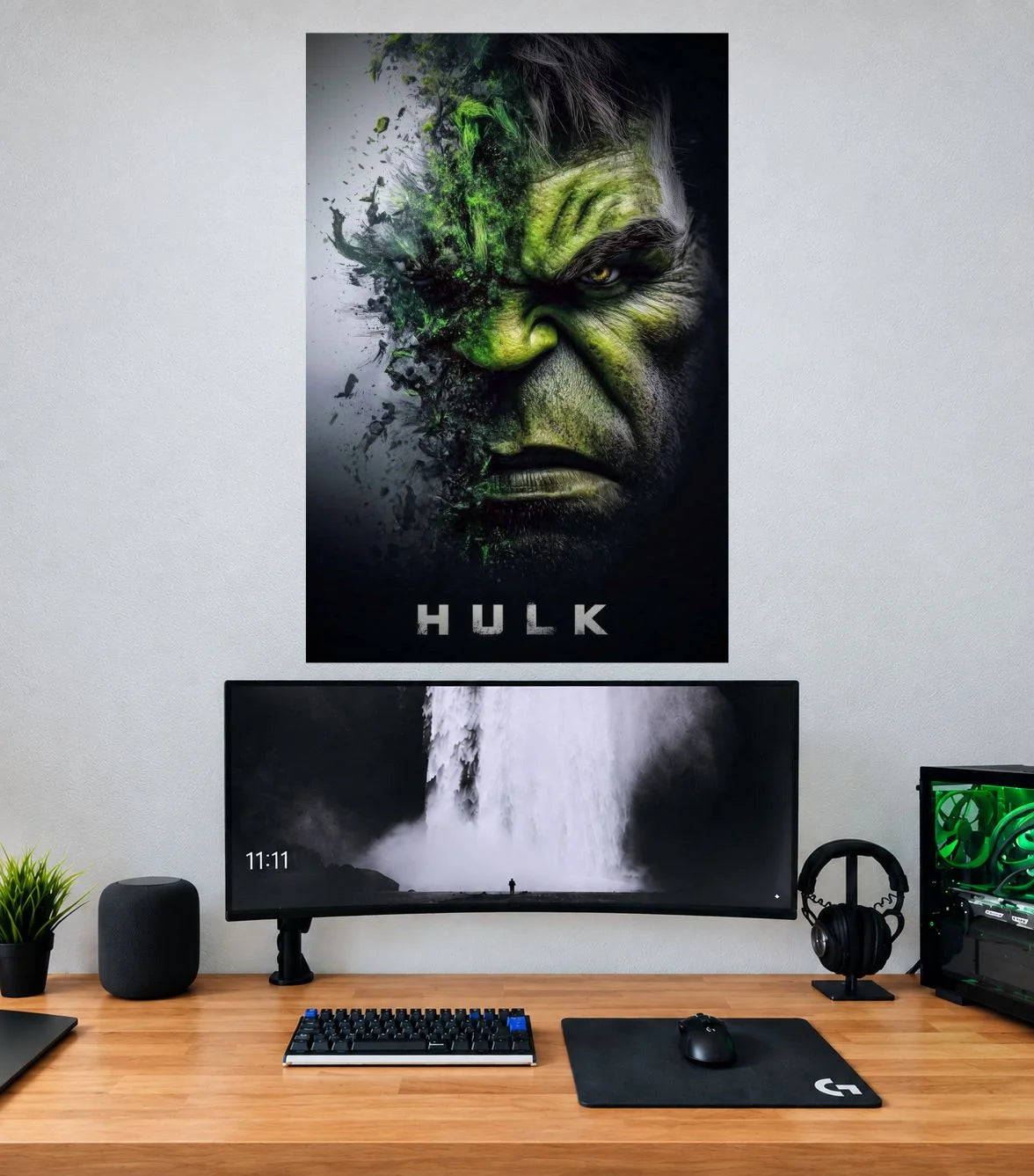 Hulk Dark Fury Face Edition Marvel single wall poster mockup