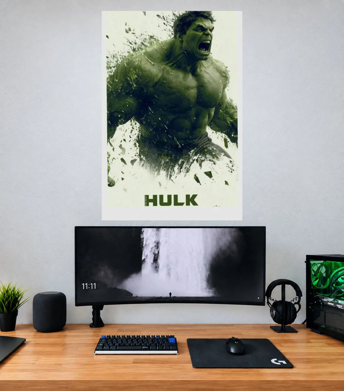 Hulk Ink Splash Roar Edition Marvel single wall poster mockup