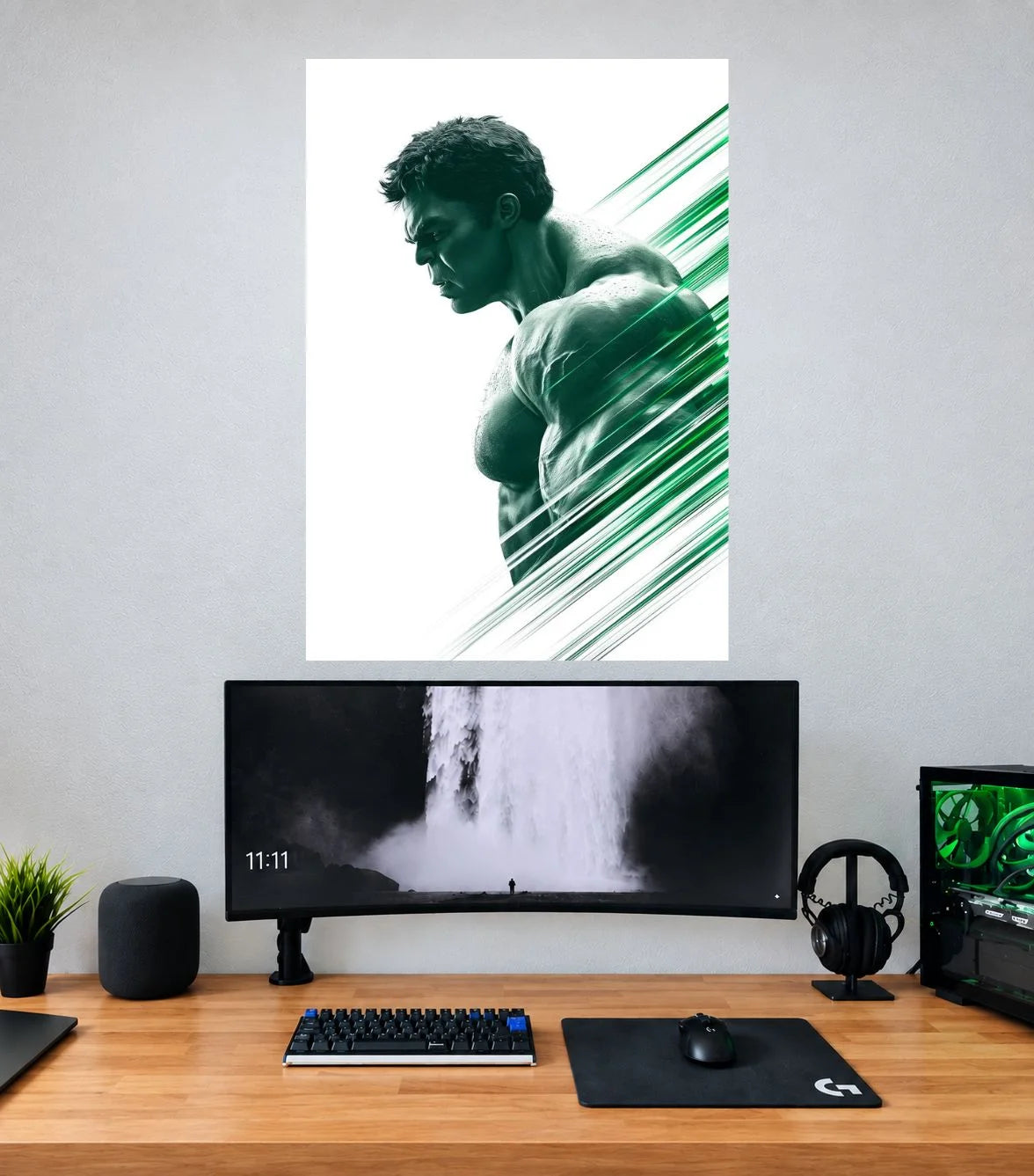 Hulk Minimal Side Profile Edition Marvel single wall poster mockup